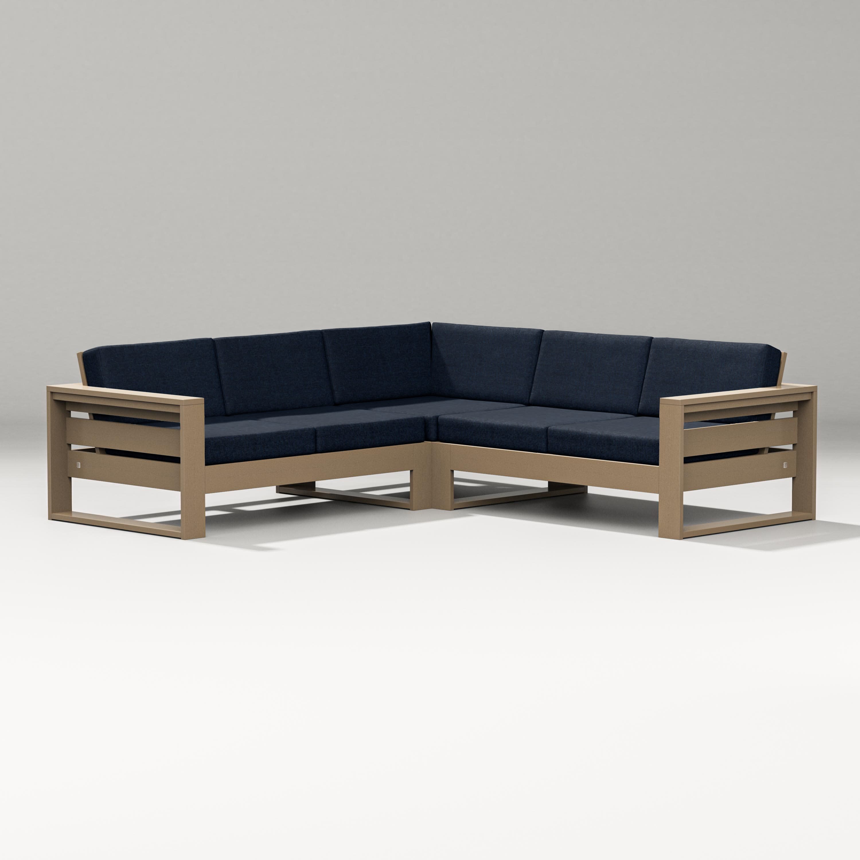 Latitude Corner Sectional in Vintage Sahara / Marine Indigo