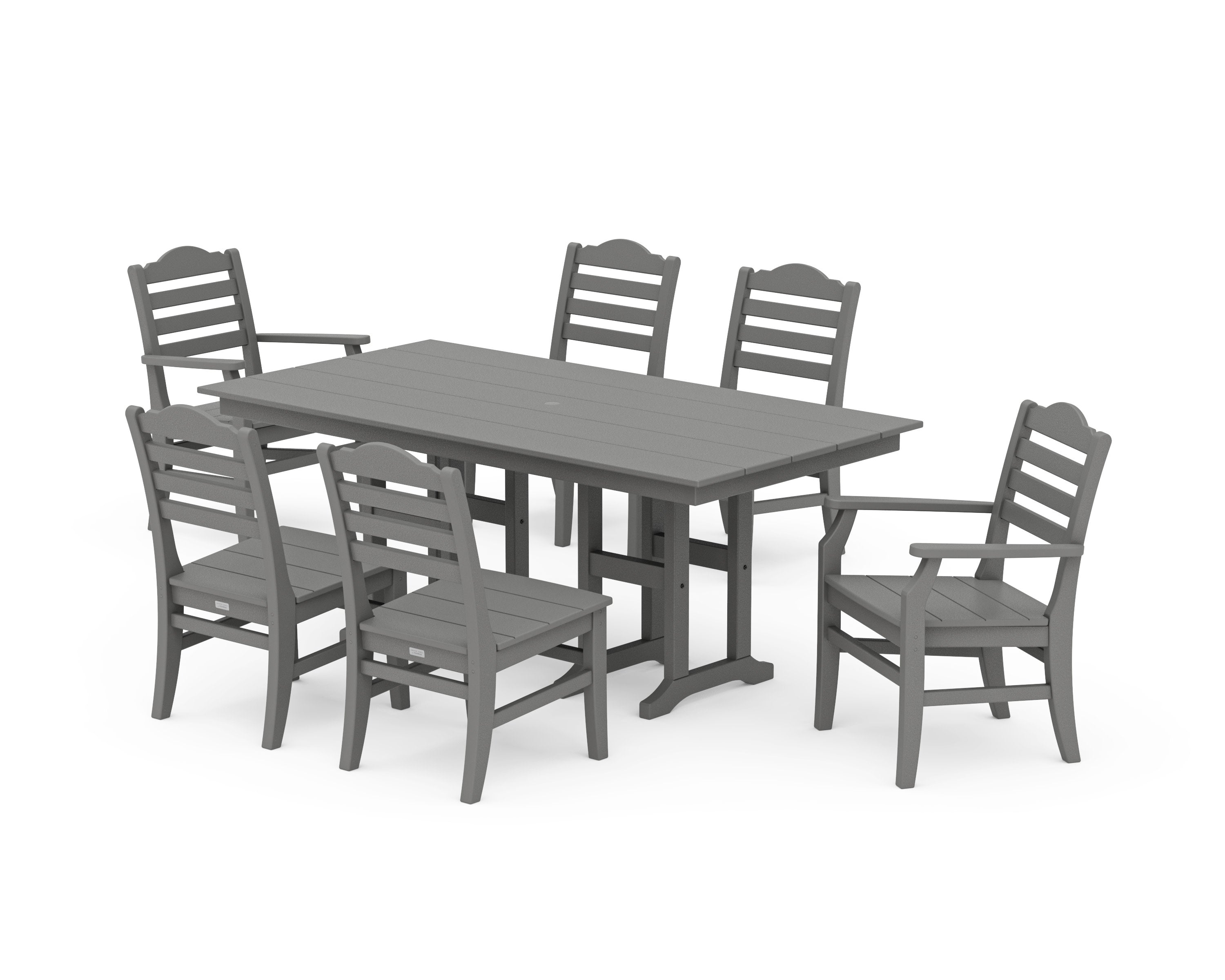 Savannah 7-Piece Farmhouse Dining Set in Slate Grey