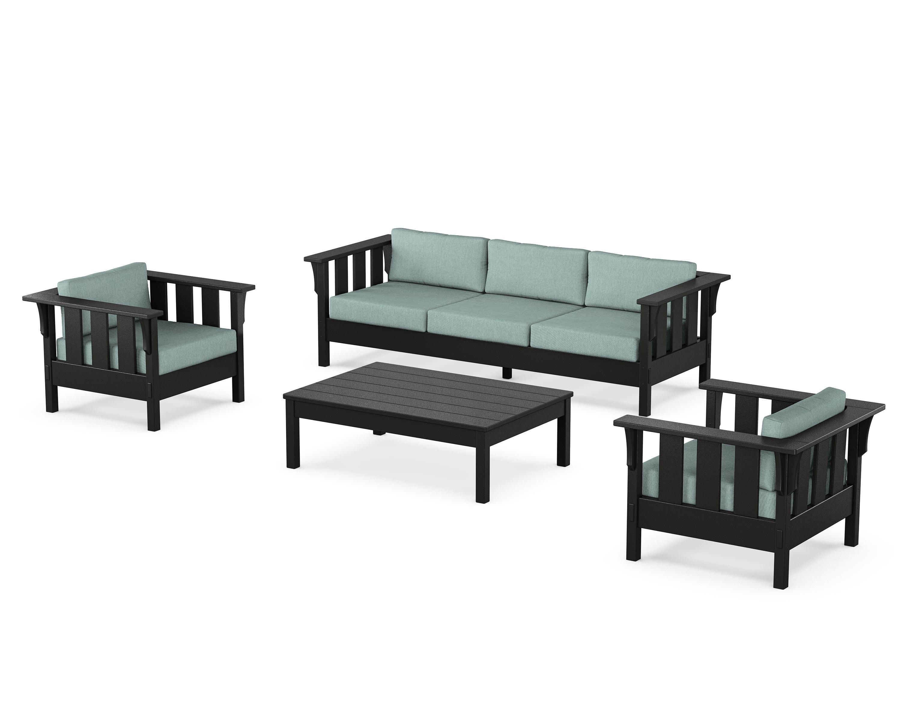 Acadia 4-Piece Deep Seating Set with Sofa in Black / Glacier Spa