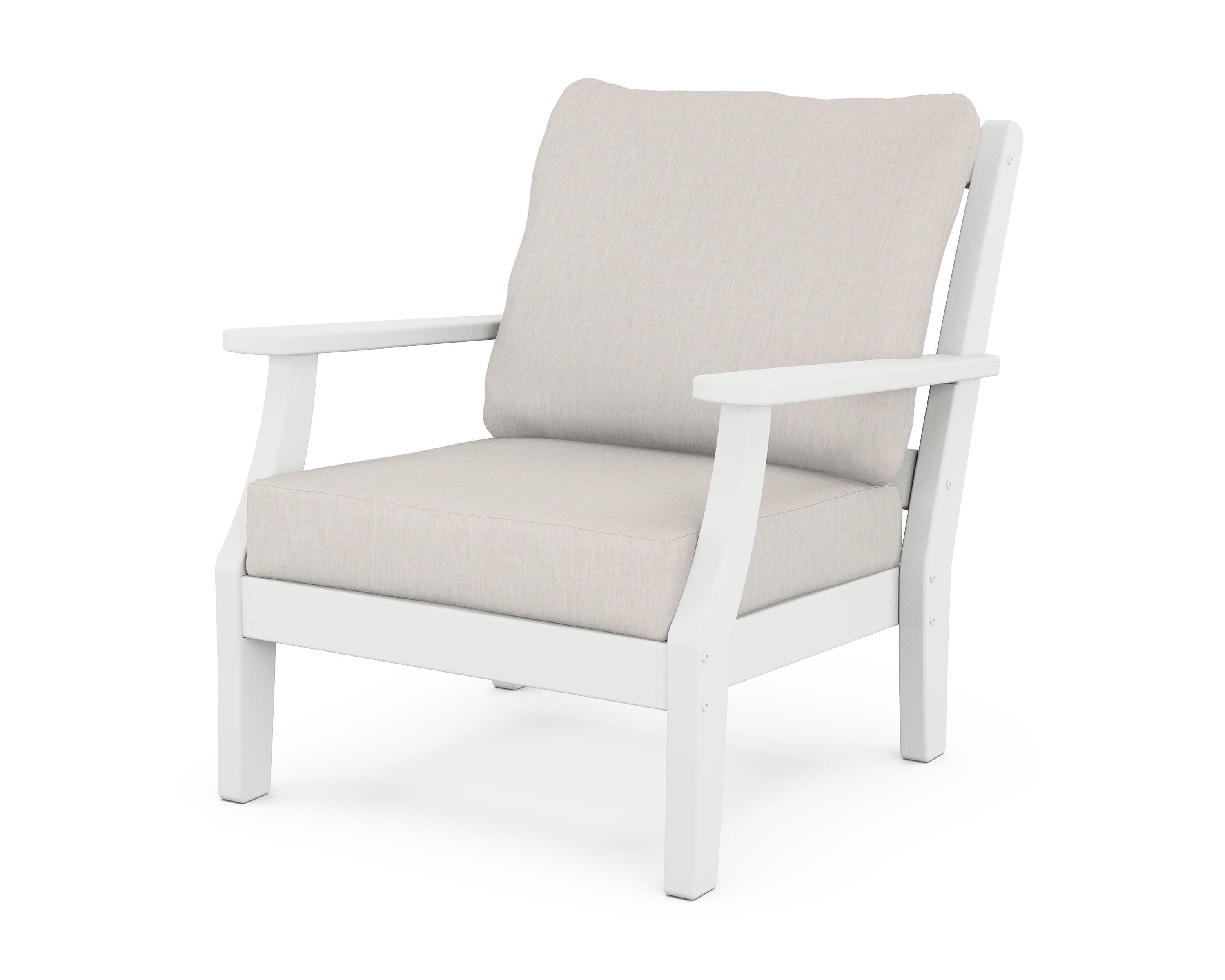 Chinoiserie Deep Seating Chair in White / Cast Ash