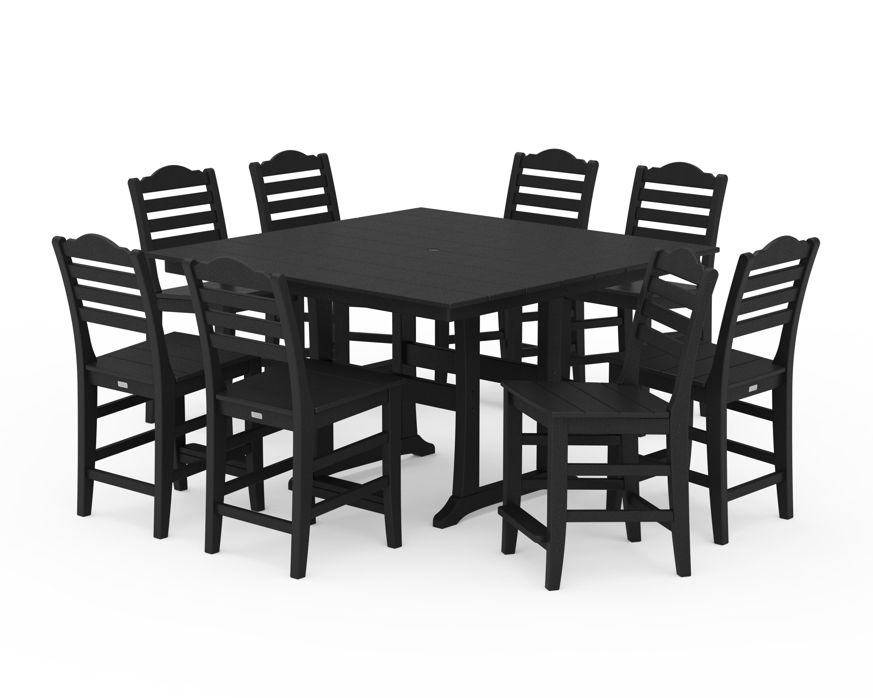 Savannah Side Chair 9-Piece Square Farmhouse Counter Set with Trestle Legs in Black
