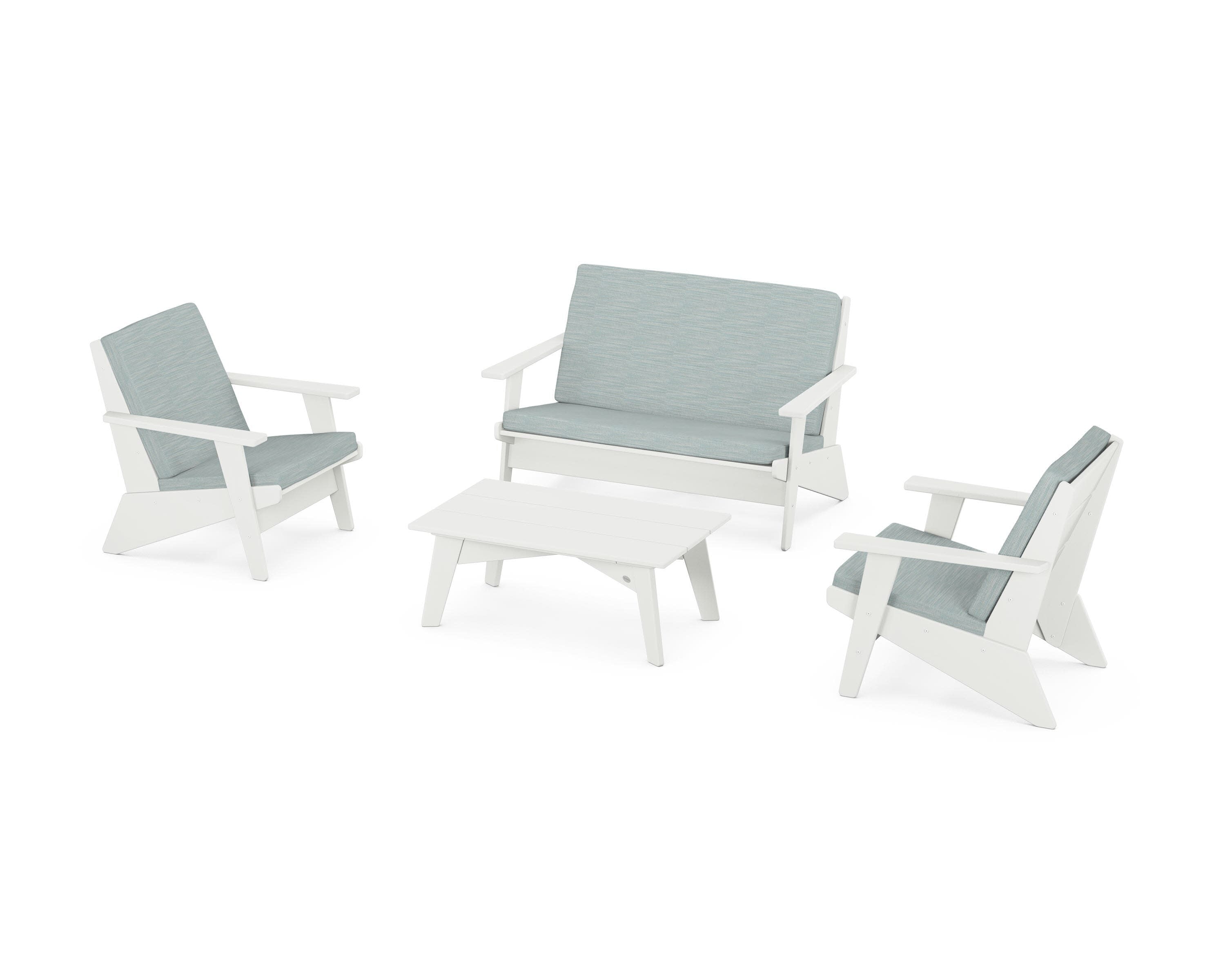 Riviera Modern Lounge 4-Piece Set in Vintage White / Soothe Mist
