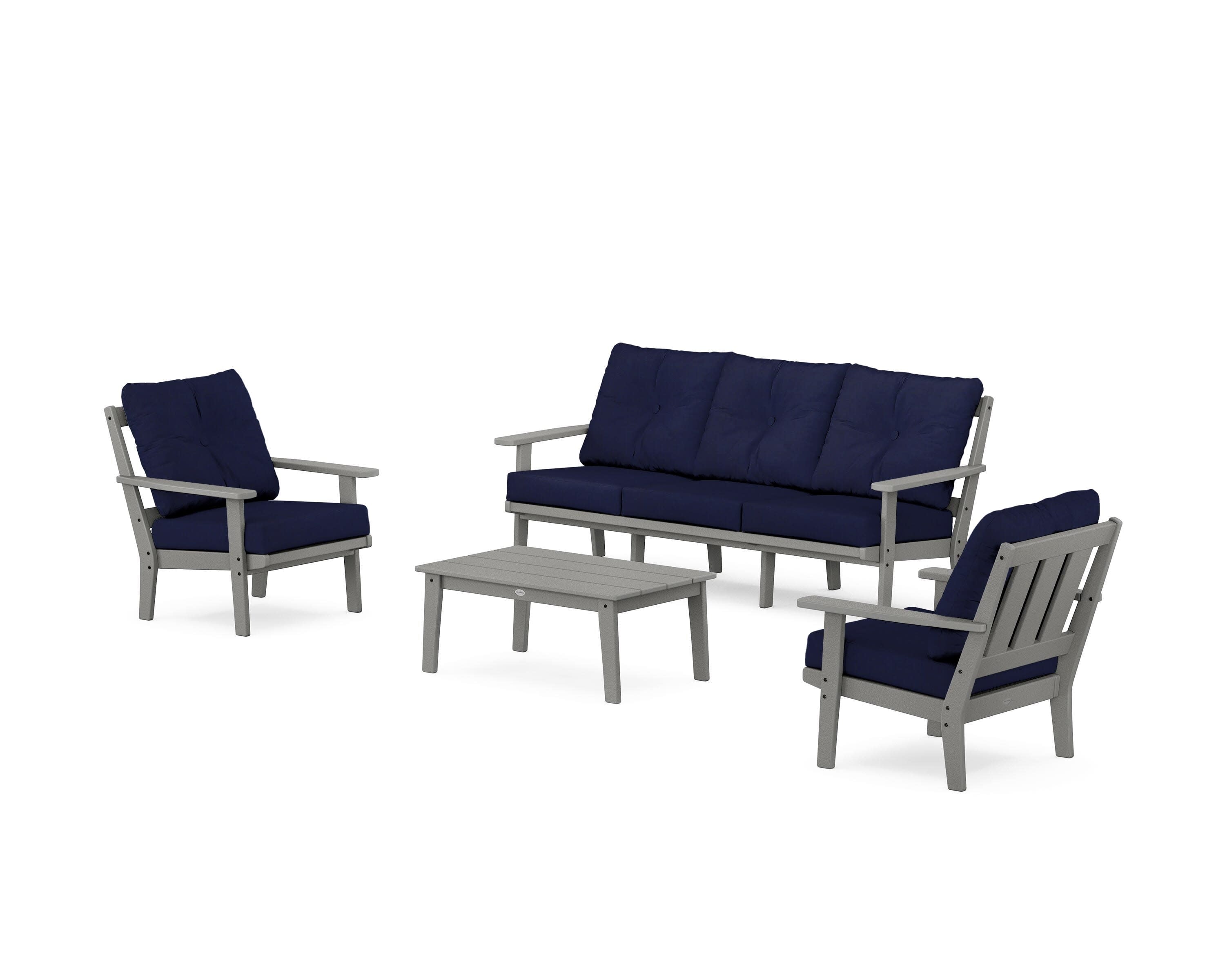Oxford 4-Piece Deep Seating Set with Sofa in Slate Grey / Navy