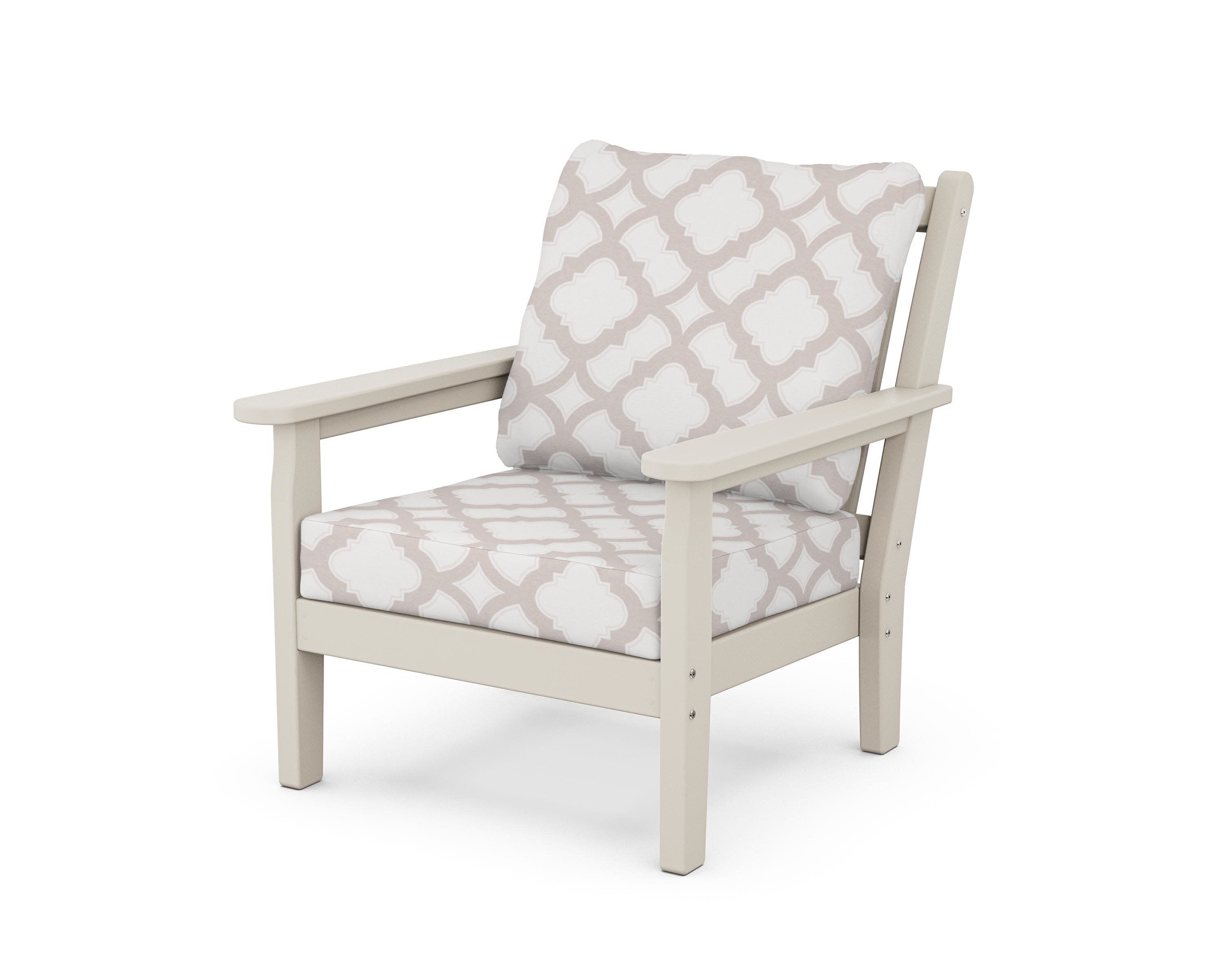 Chippendale Deep Seating Chair in Sand / Trellis Dune Burlap