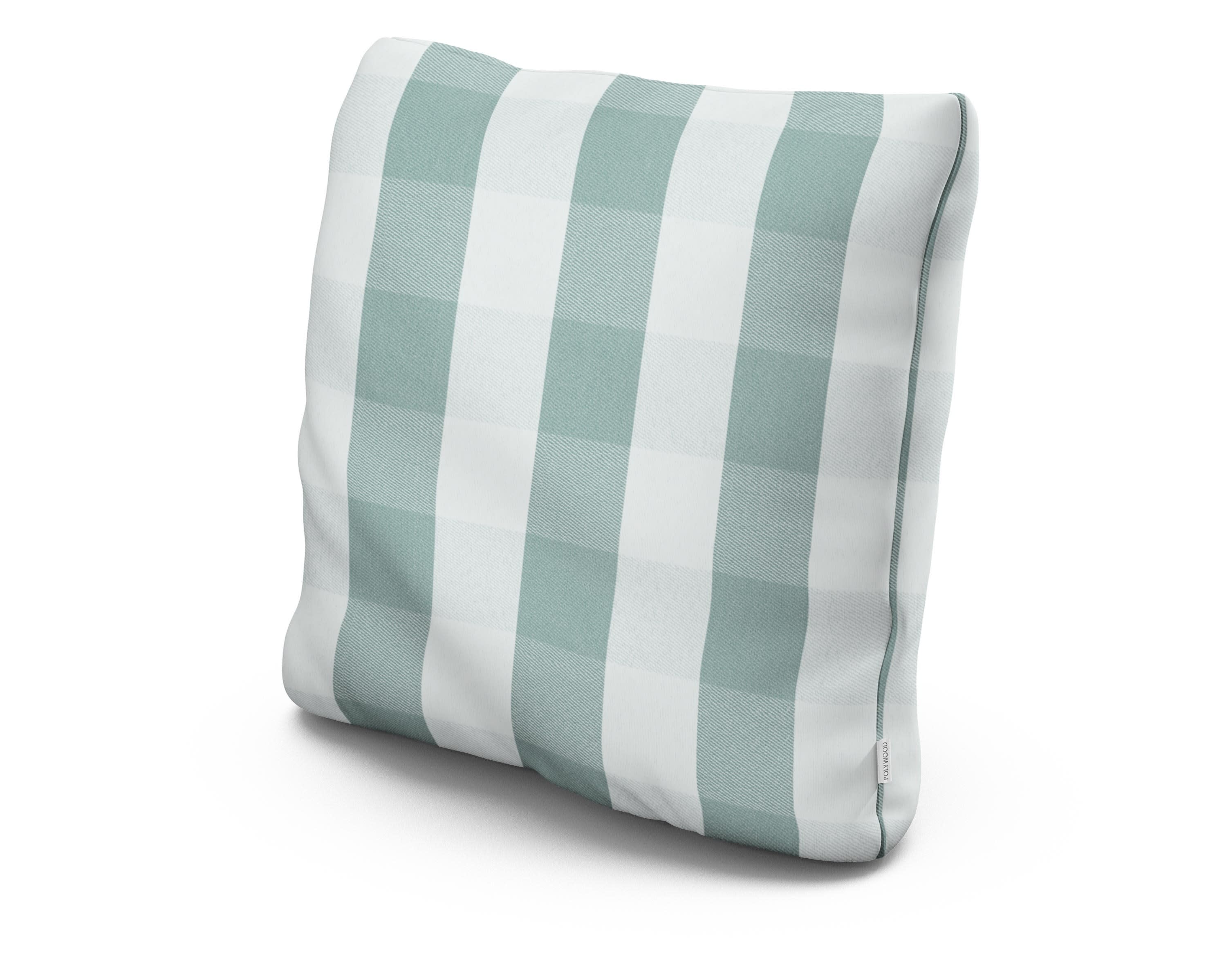 22" Outdoor Throw Pillow in Buffalo Plaid Glacier Spa
