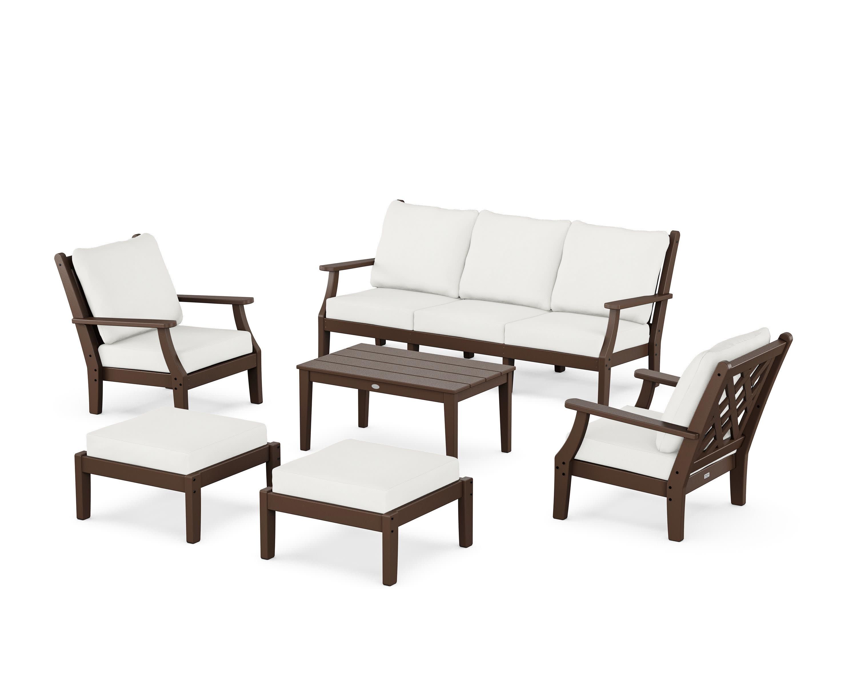 Wovendale 6-Piece Lounge Sofa Set in Mahogany / Natural Linen