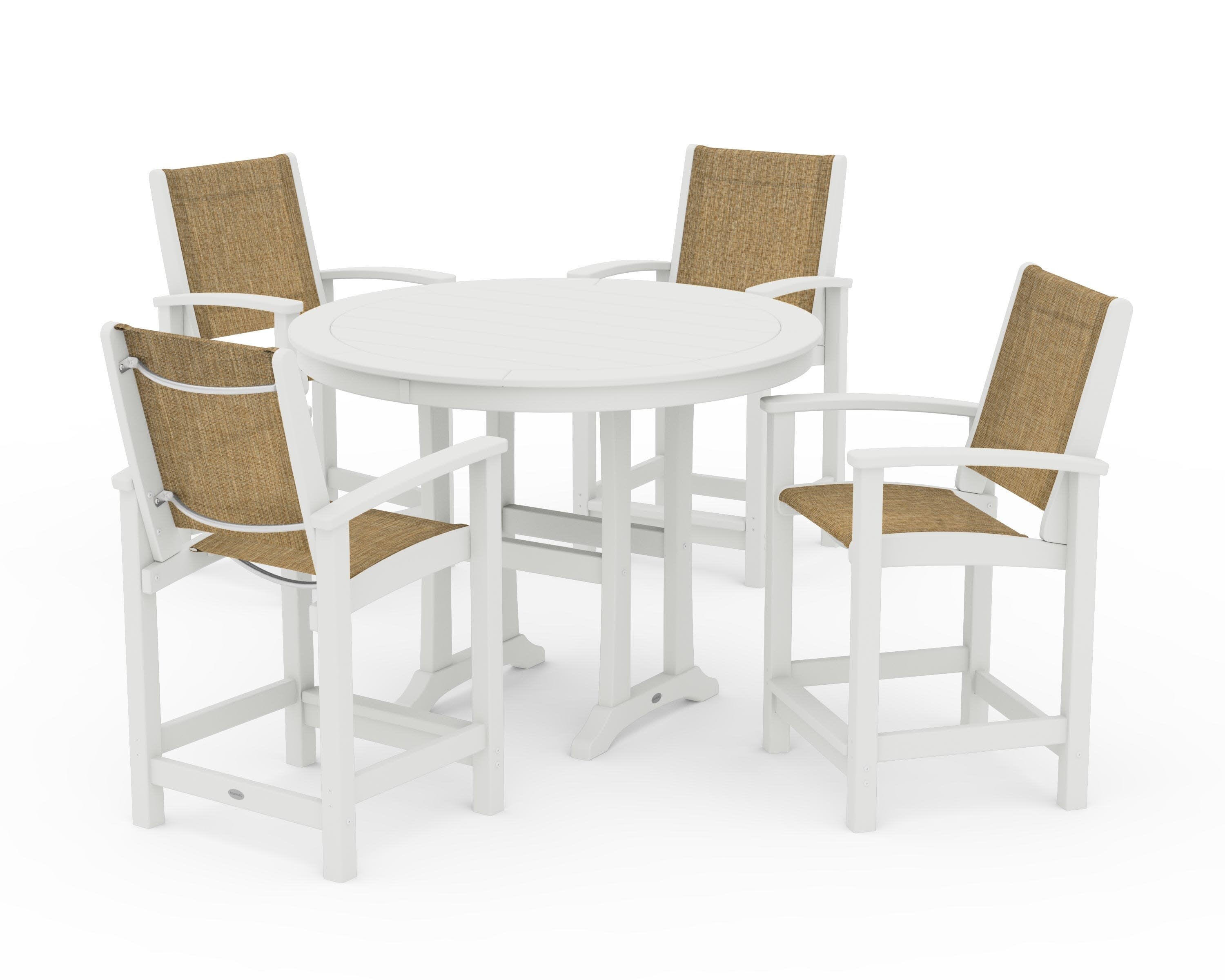 Coastal 5-Piece Counter Set in Vintage White / Burlap Sling