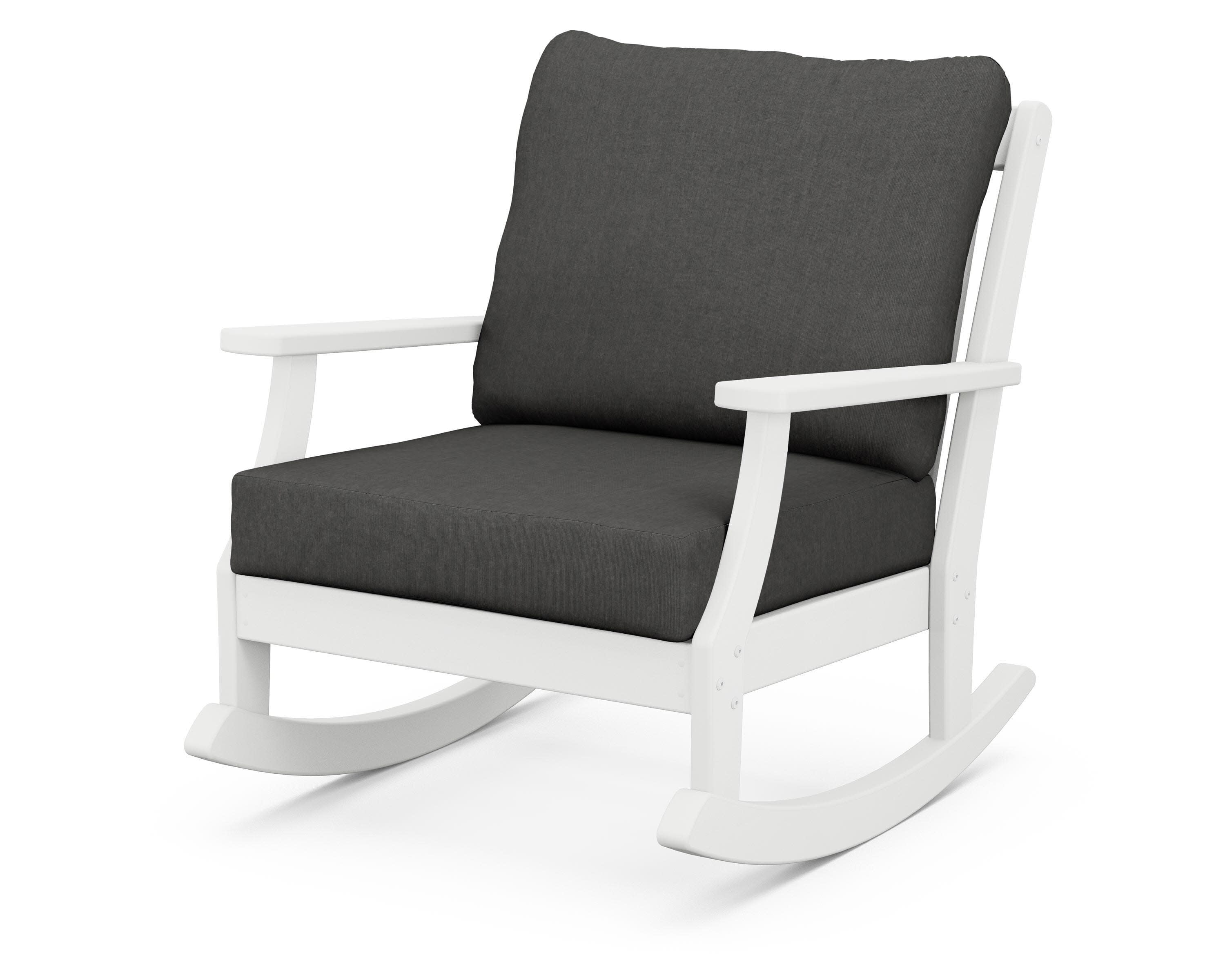 Braxton Deep Seating Rocking Chair in White / Spectrum Carbon