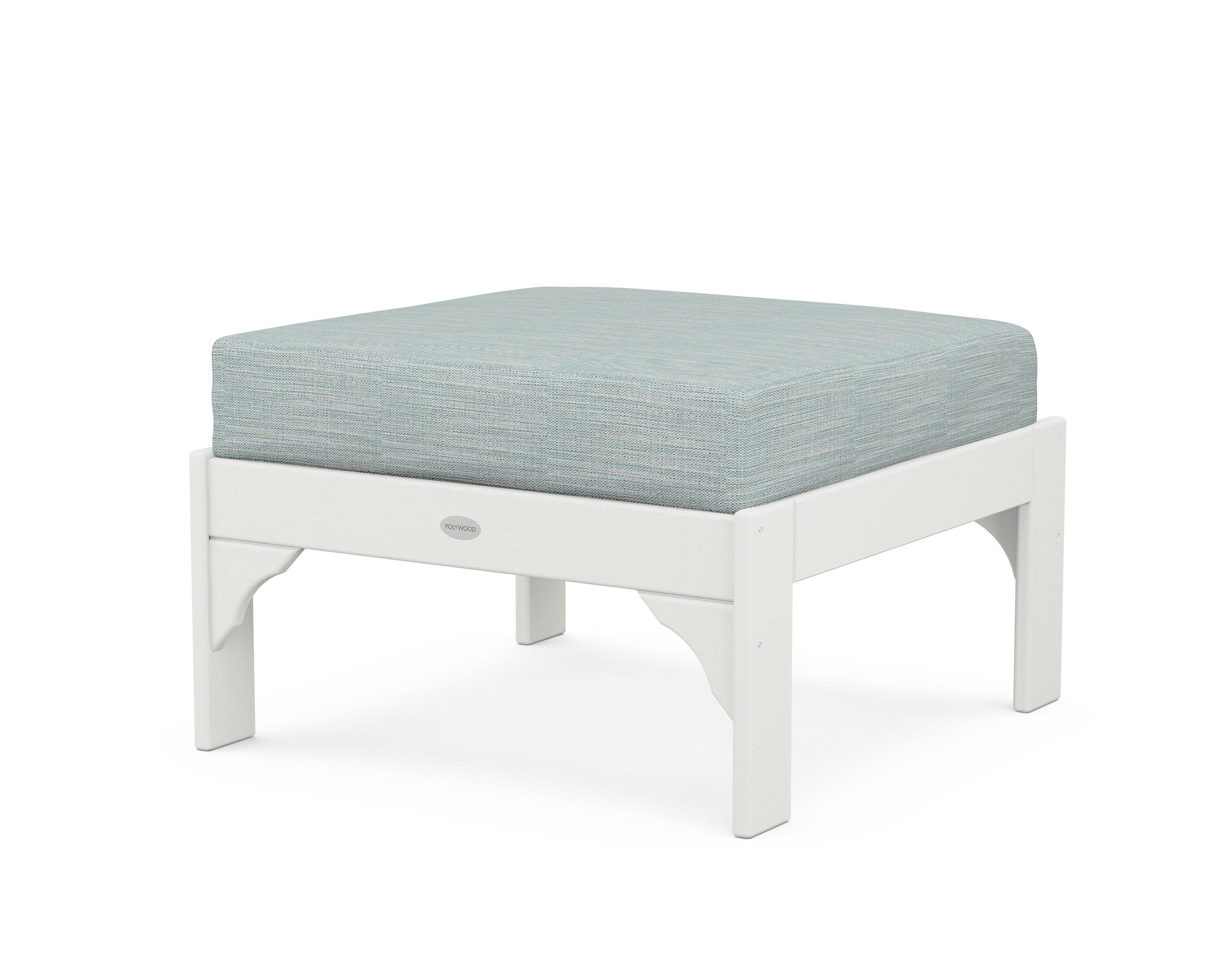 Vineyard Deep Seating Ottoman in Vintage White / Soothe Mist