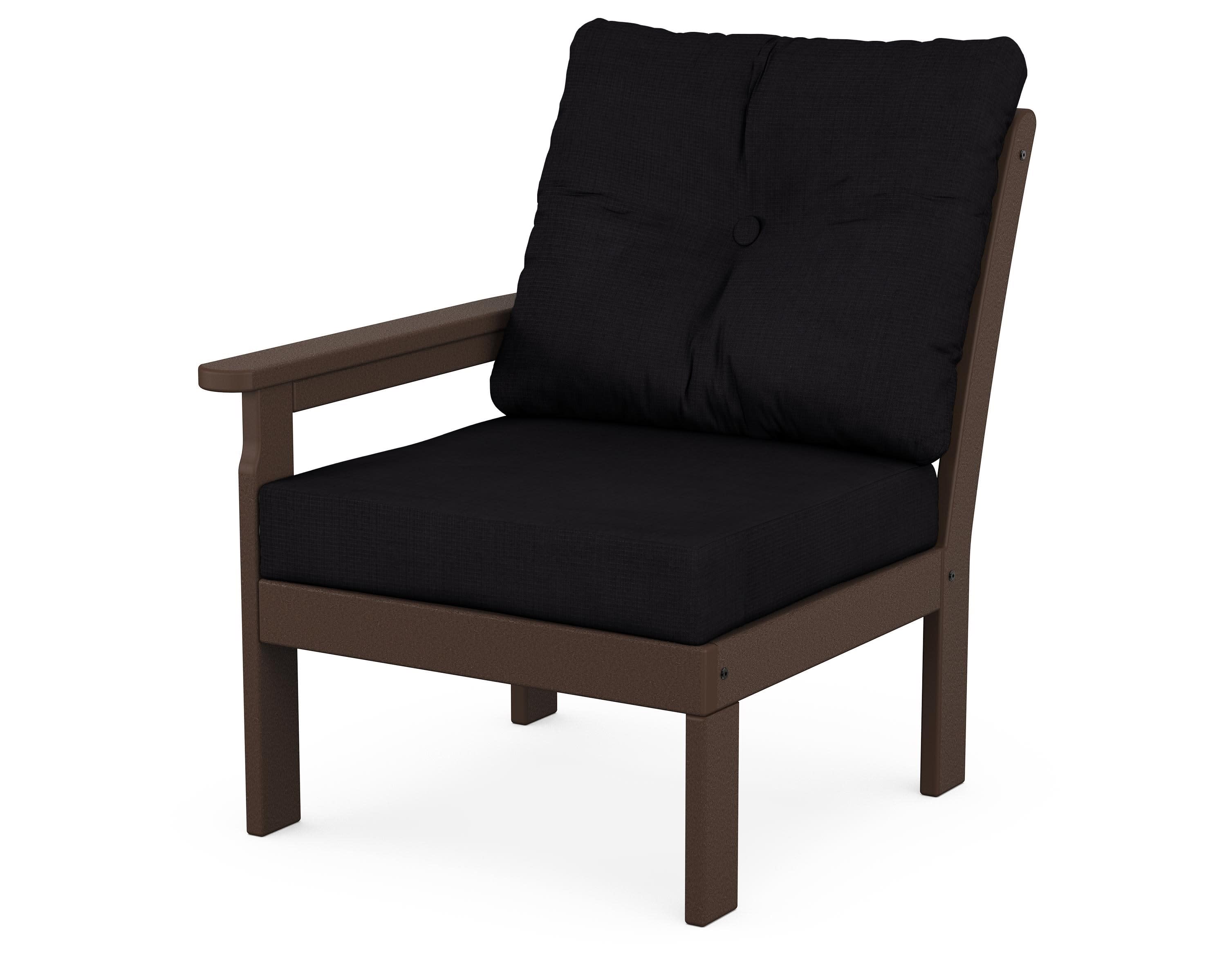Vineyard Modular Left Arm Chair in Mahogany / Midnight Linen