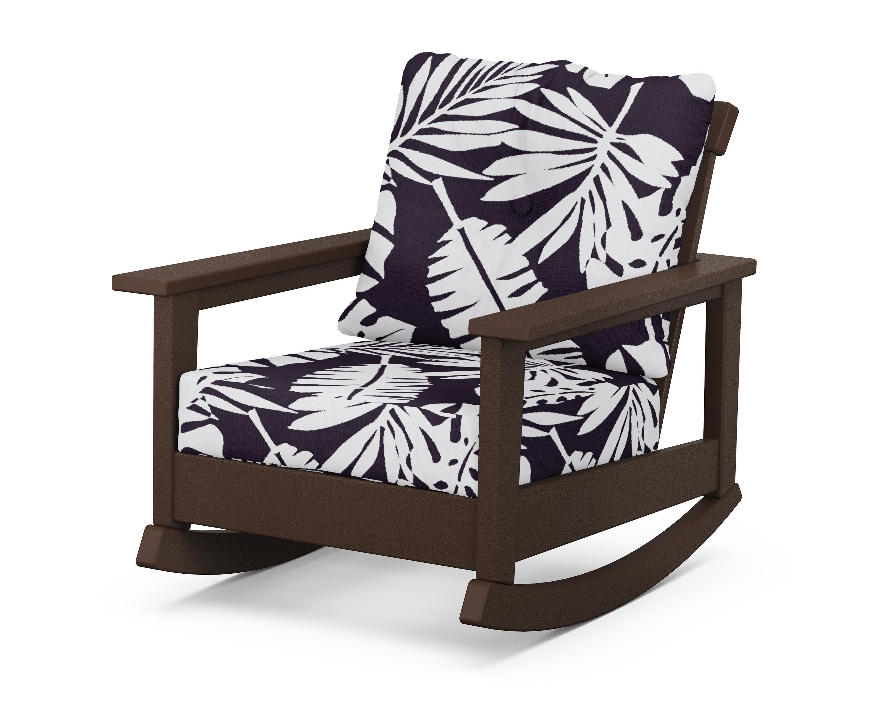 Prescott Deep Seating Rocking Chair in Mahogany / Leaf Navy