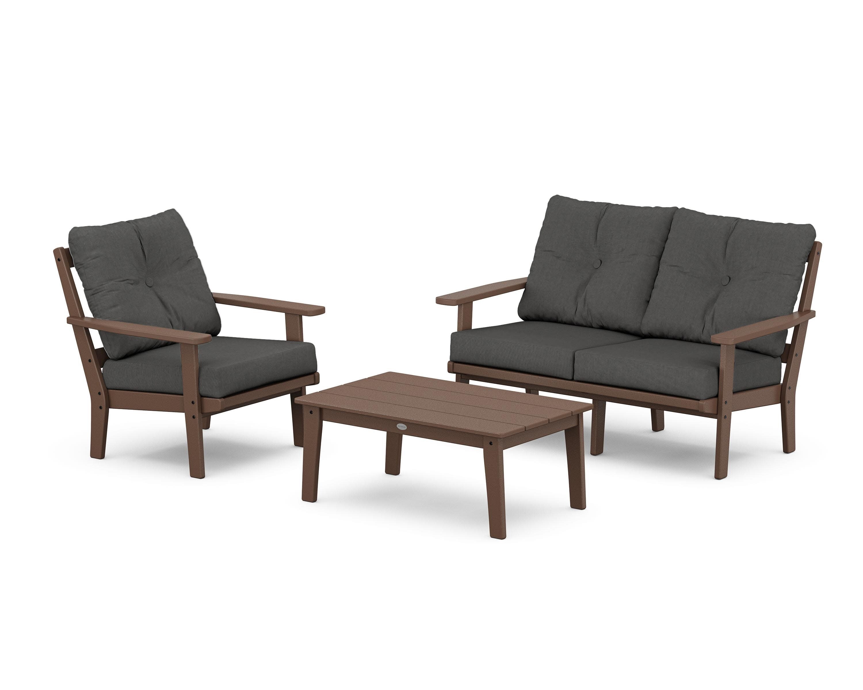 Prairie 3-Piece Deep Seating Set with Loveseat in Mahogany / Spectrum Carbon