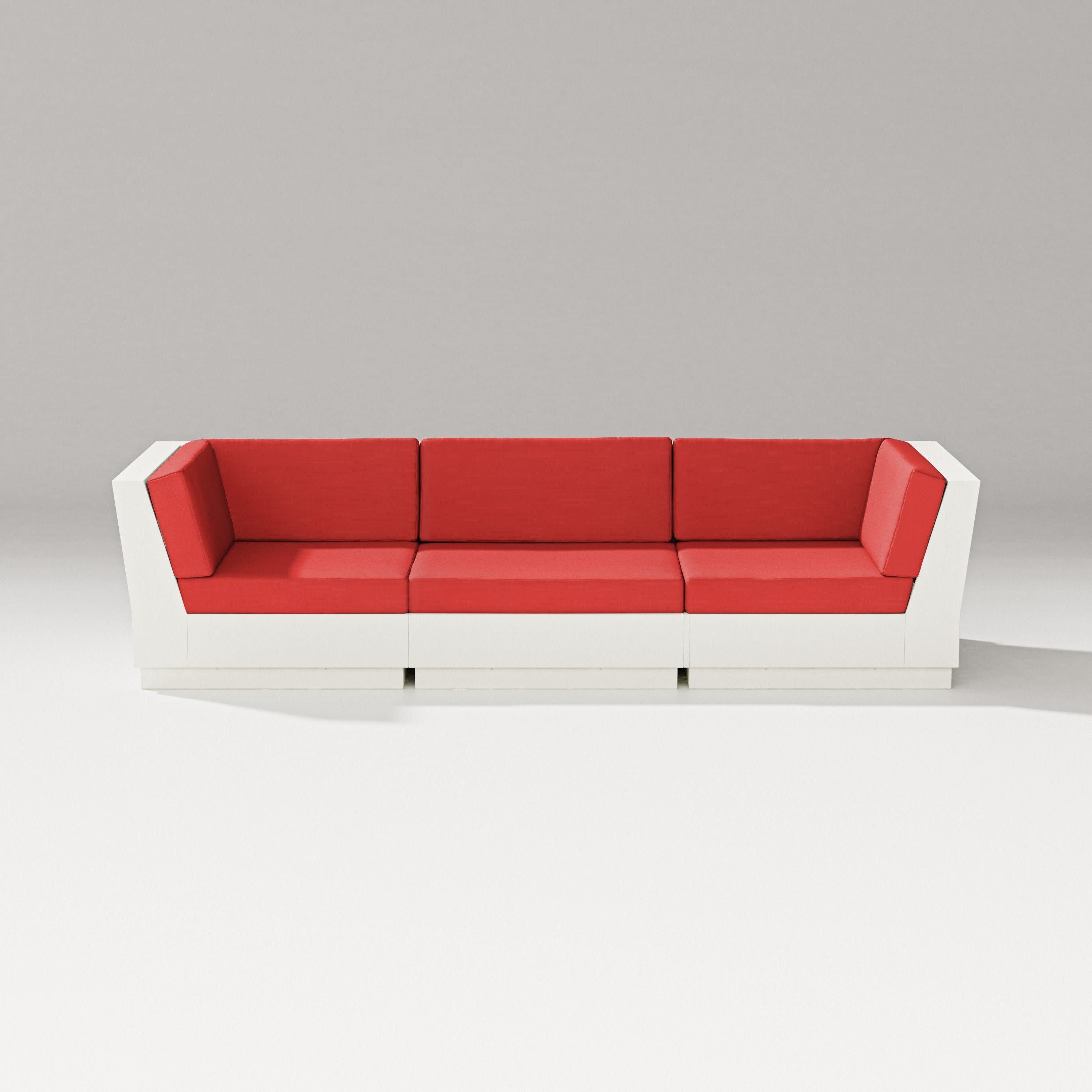 Elevate Sofa Sectional in Vintage White / Crimson Linen