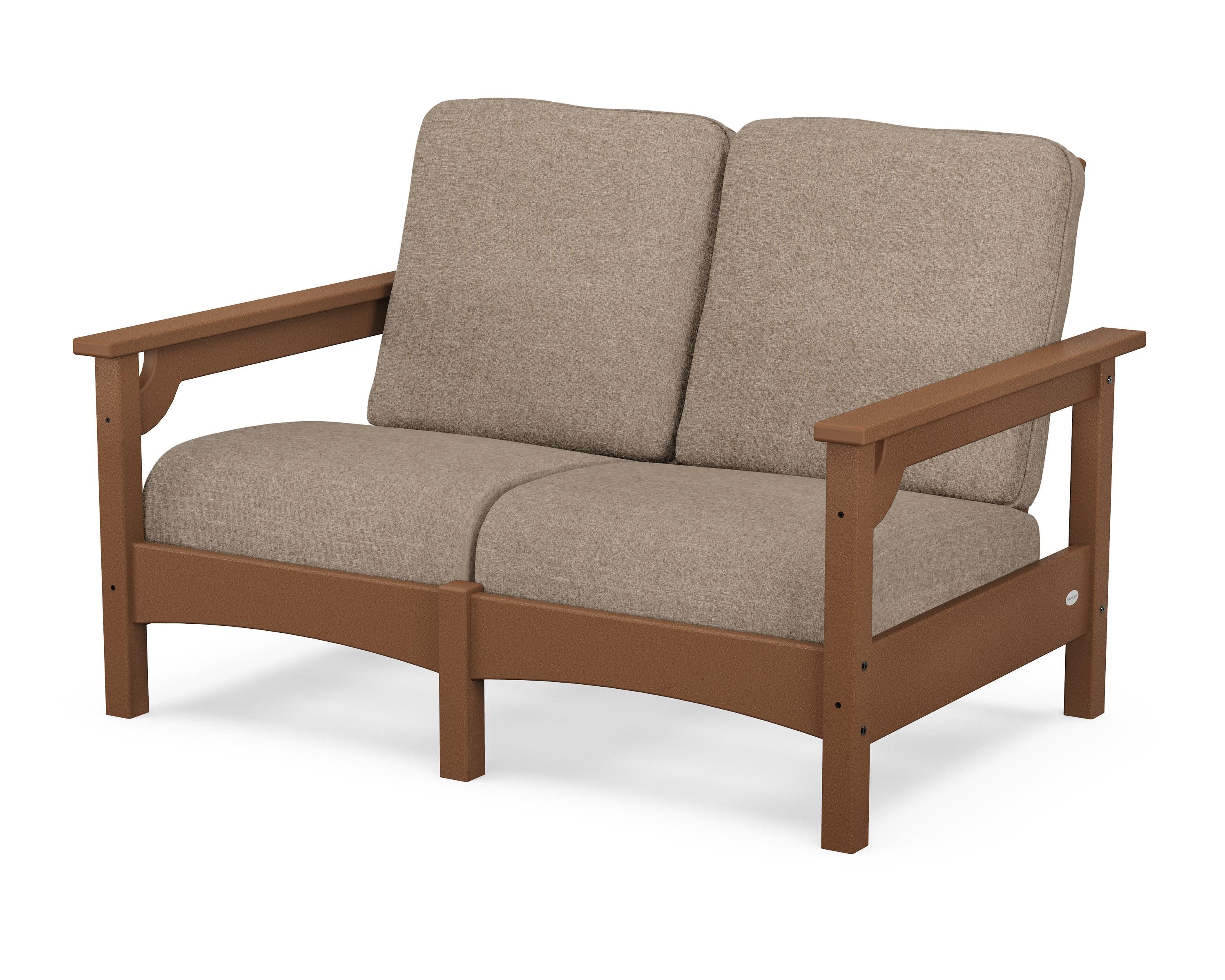 Club Loveseat in Teak / Spiced Burlap