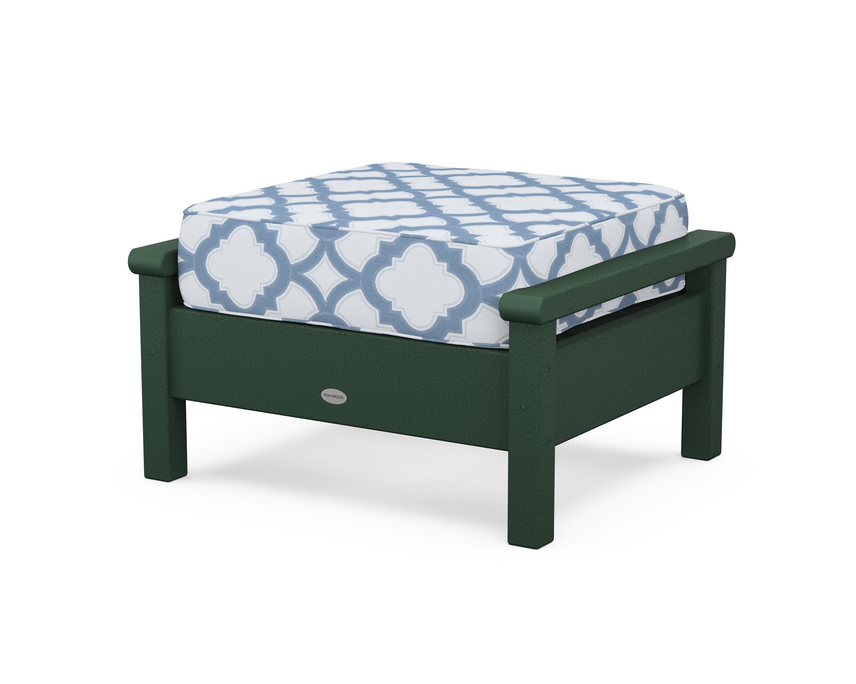 Harbour Deep Seating Ottoman in Green / Trellis Sky Blue