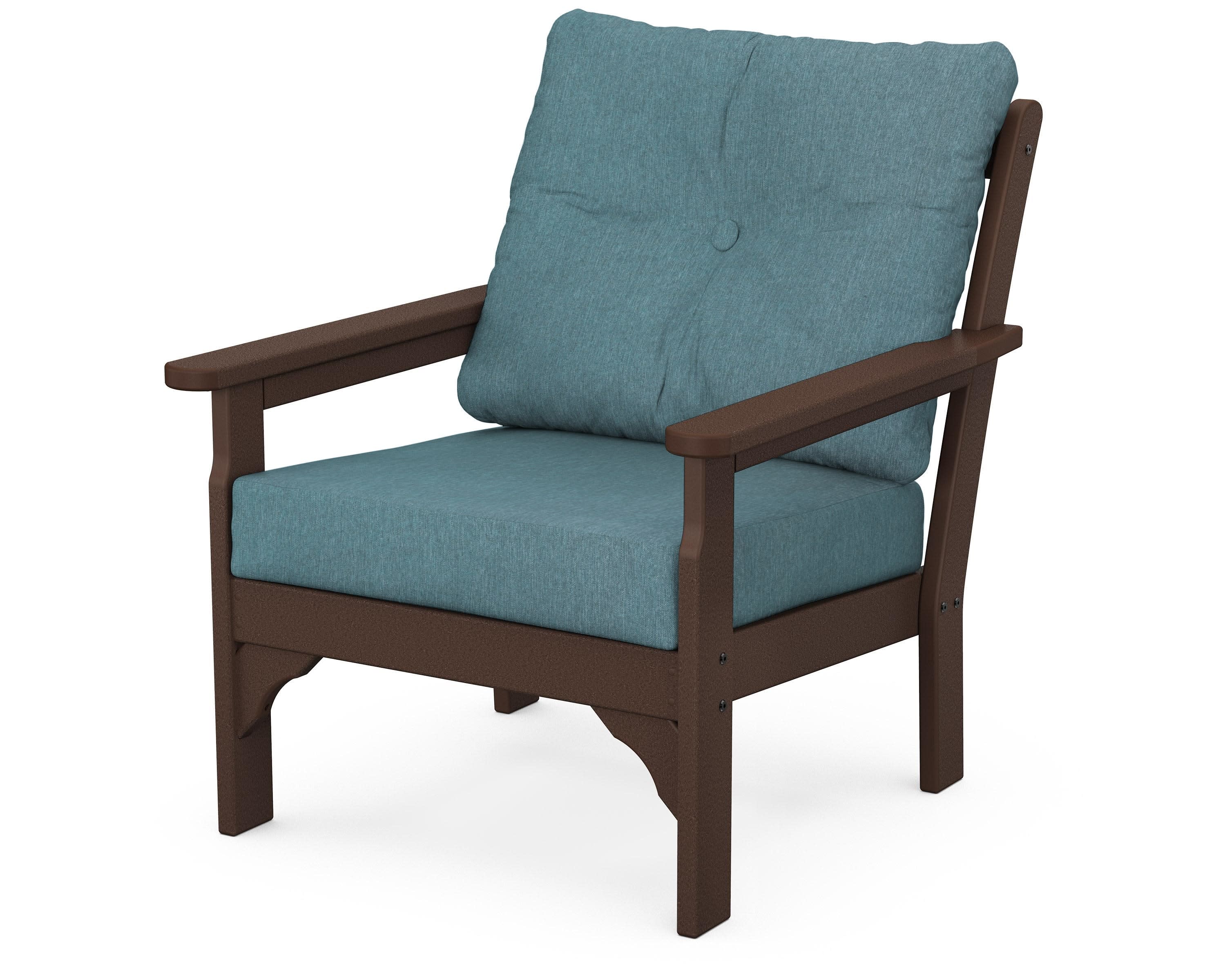 Vineyard Deep Seating Chair in Mahogany / Ocean Teal