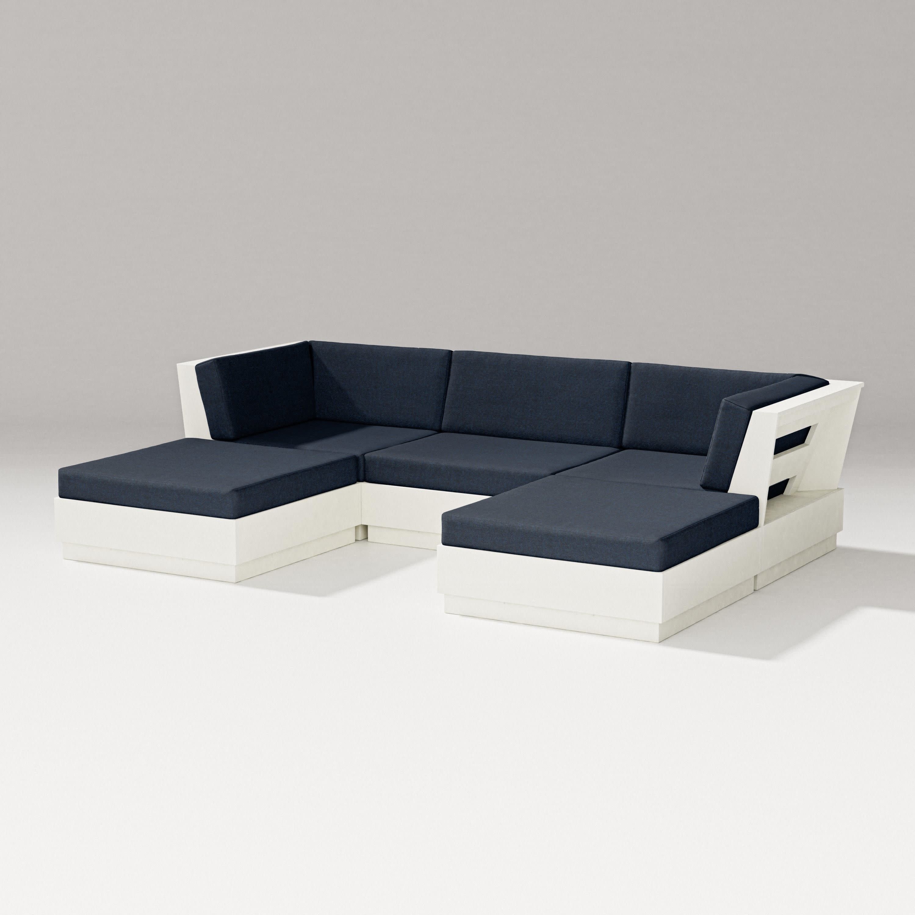 Elevate Double Chaise Sectional in Vintage White / Marine Indigo