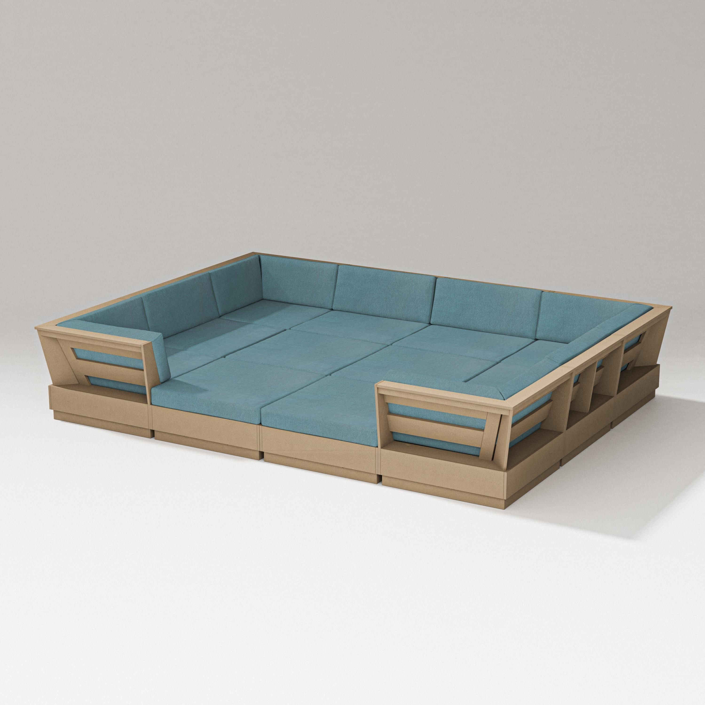 Elevate 12-Piece Pit Sectional in Vintage Sahara / Ocean Teal