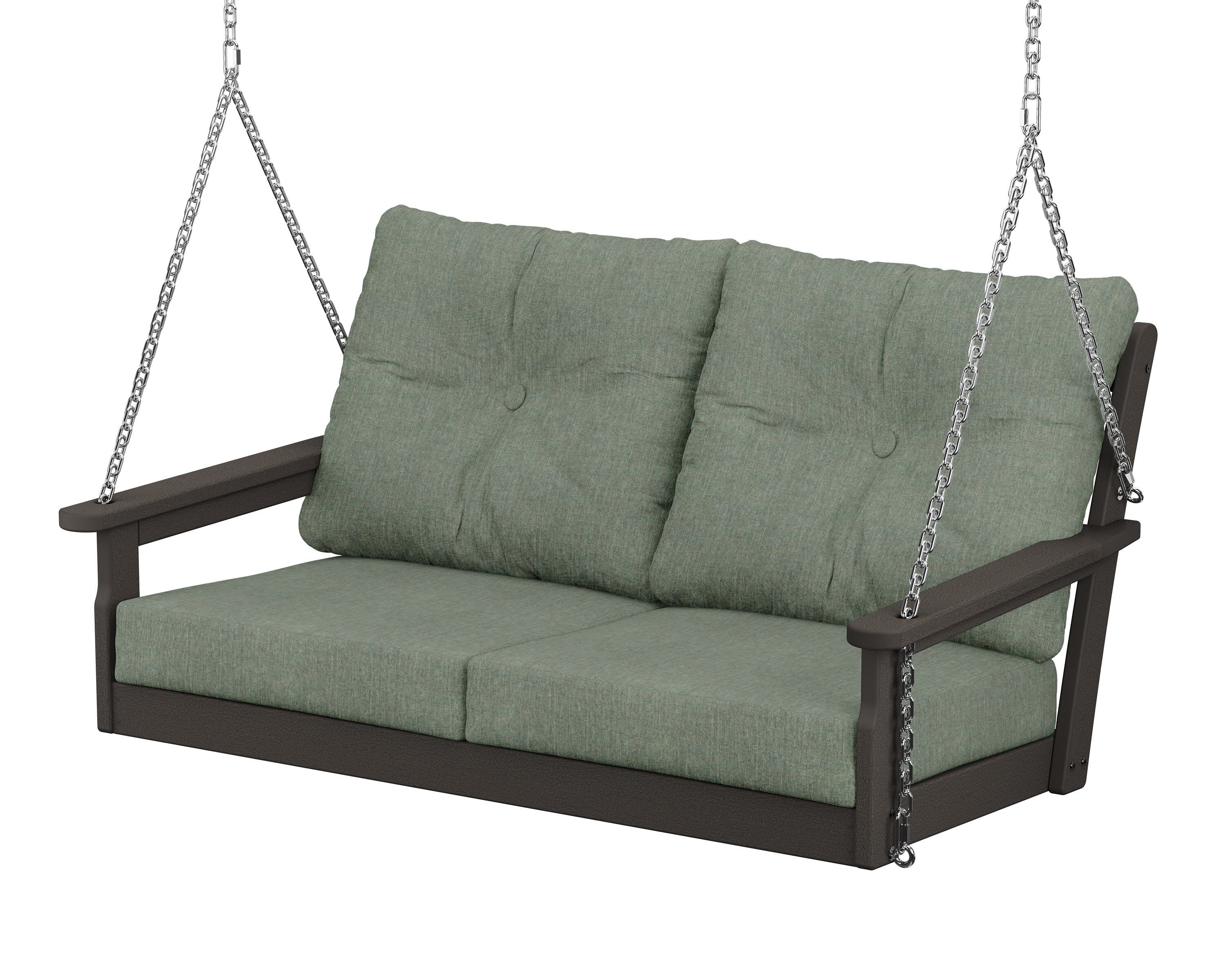 Vineyard Deep Seating Swing in Vintage Coffee / Cast Sage
