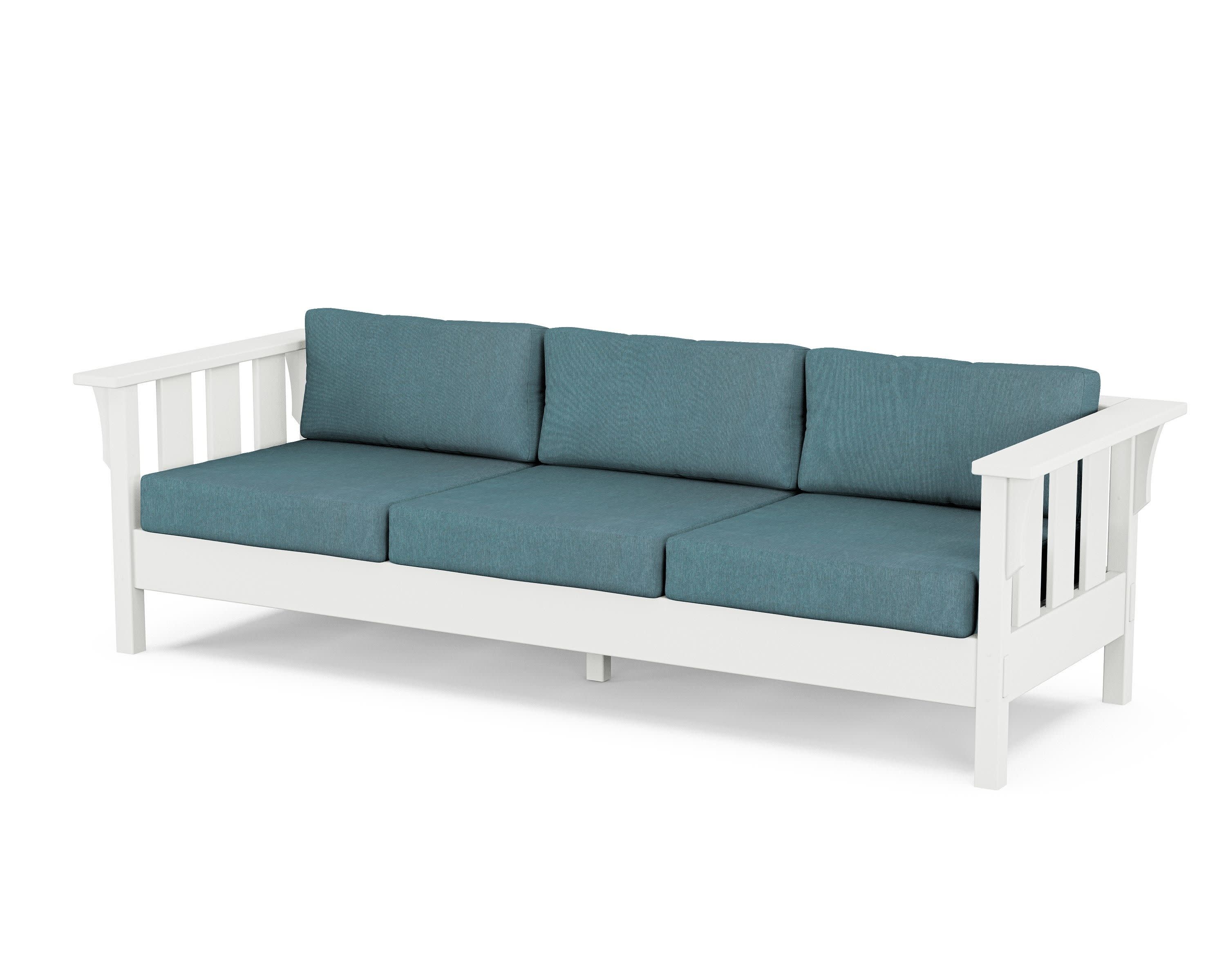 Acadia Deep Seating Sofa in White / Ocean Teal