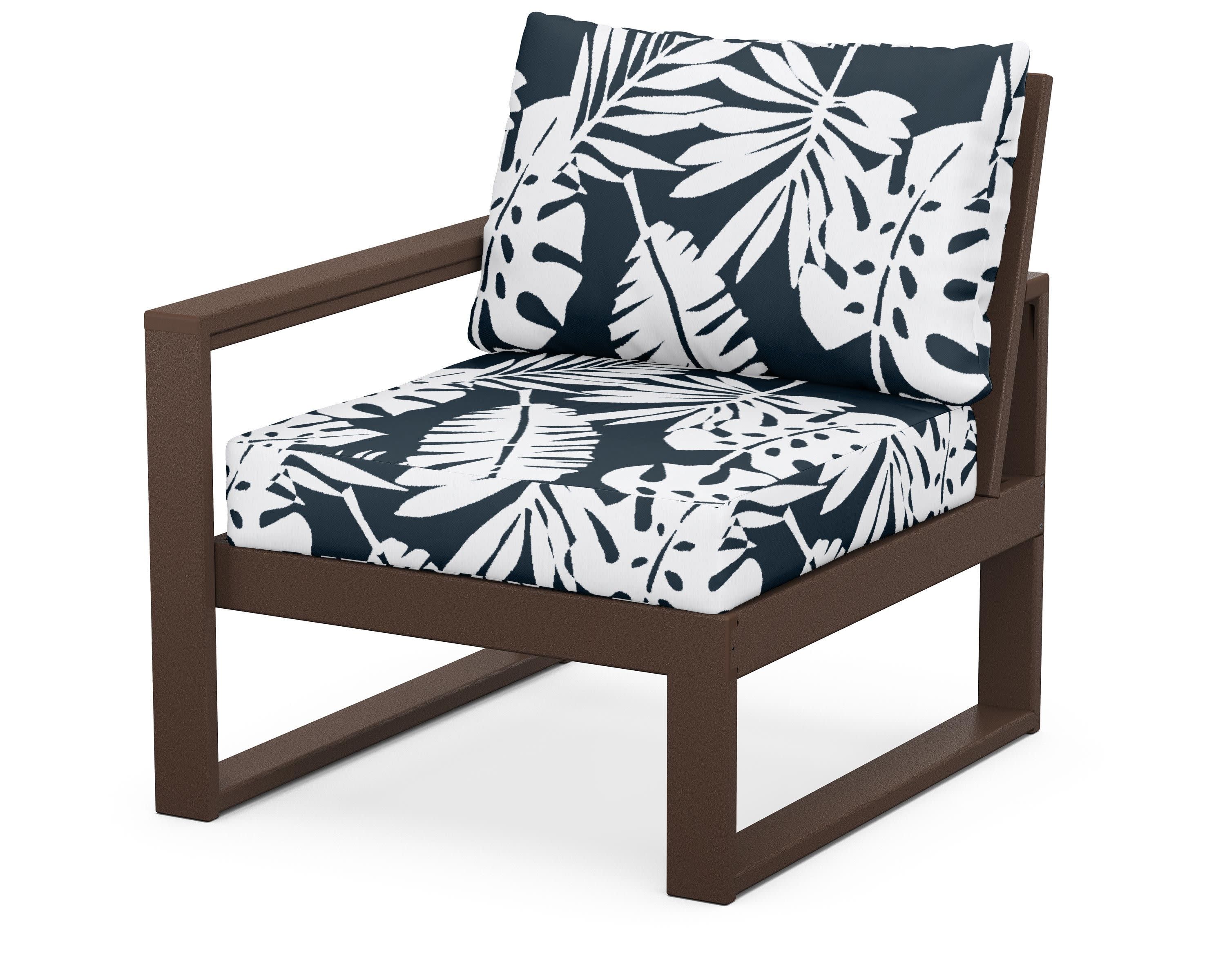 EDGE Modular Left Arm Chair in Mahogany / Leaf Marine Indigo