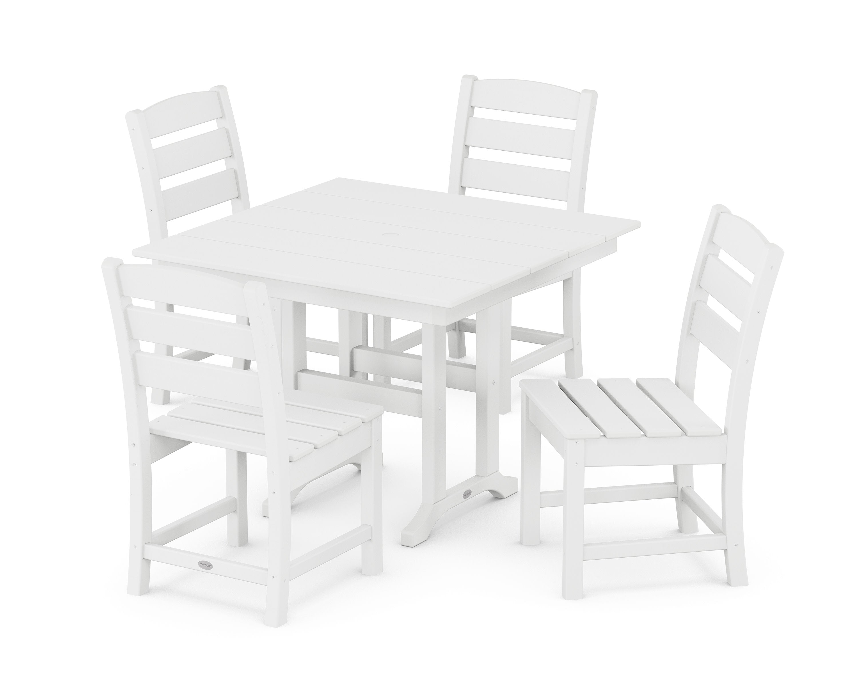 Lakeside Side Chair 5-Piece Farmhouse Dining Set in White
