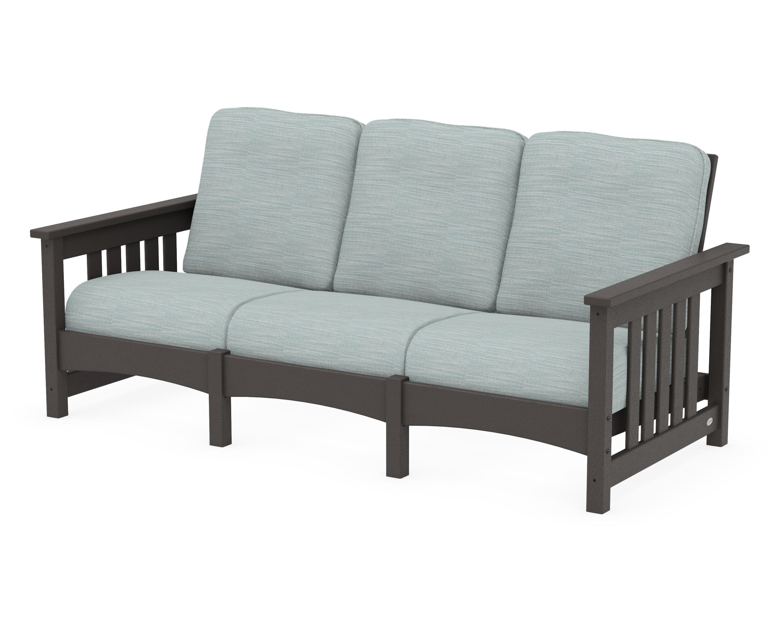 Club Mission Sofa in Vintage Coffee / Soothe Mist