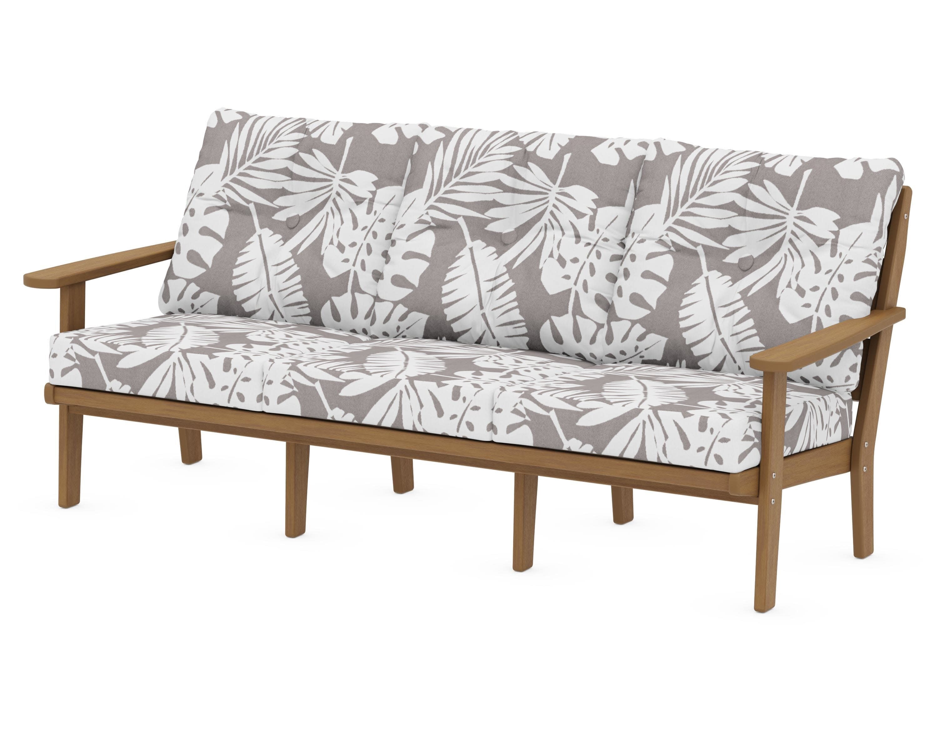 Lakeside Deep Seating Sofa in Natural / Leaf Grey Mist