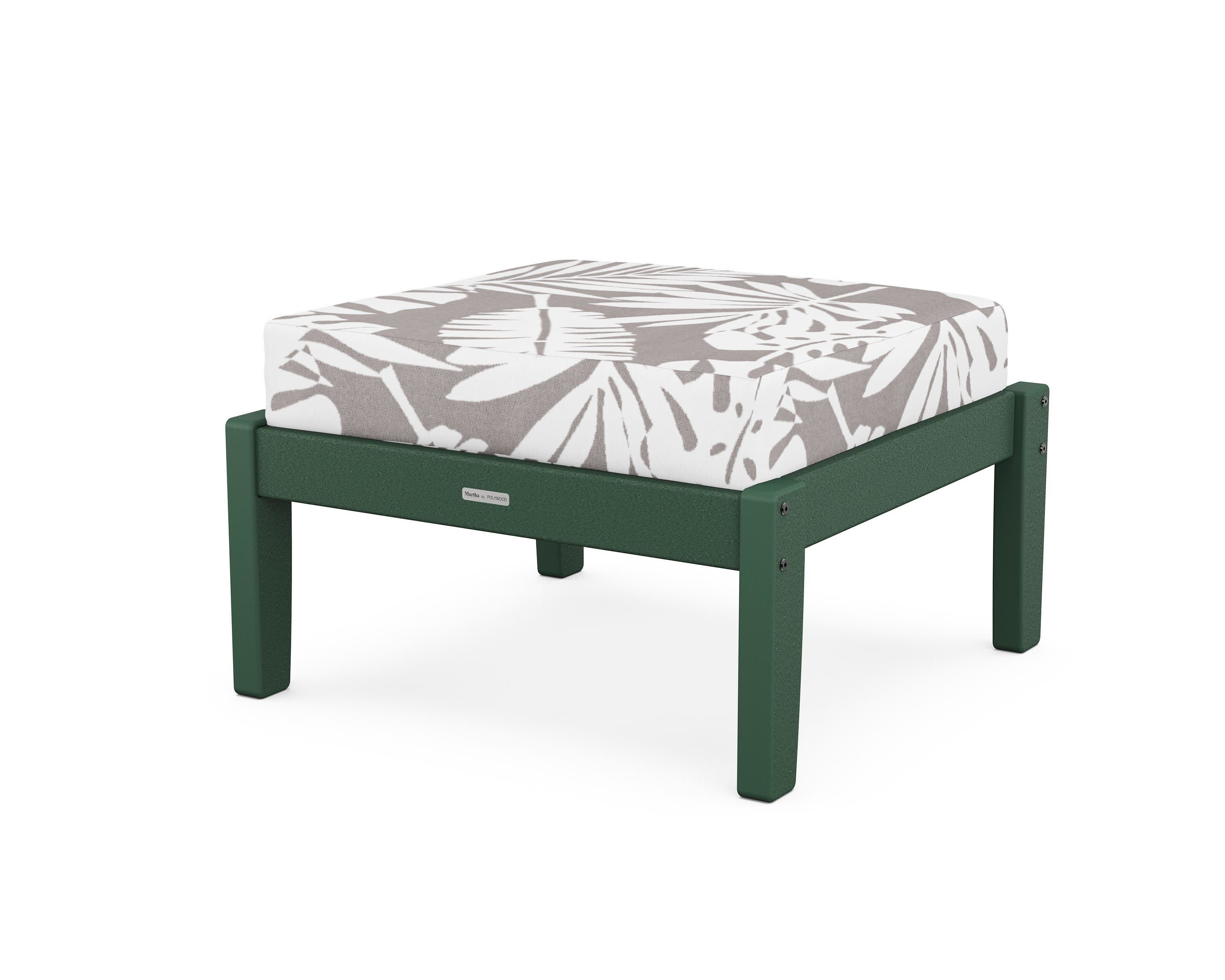 Chinoiserie Deep Seating Ottoman in Green / Leaf Grey Mist
