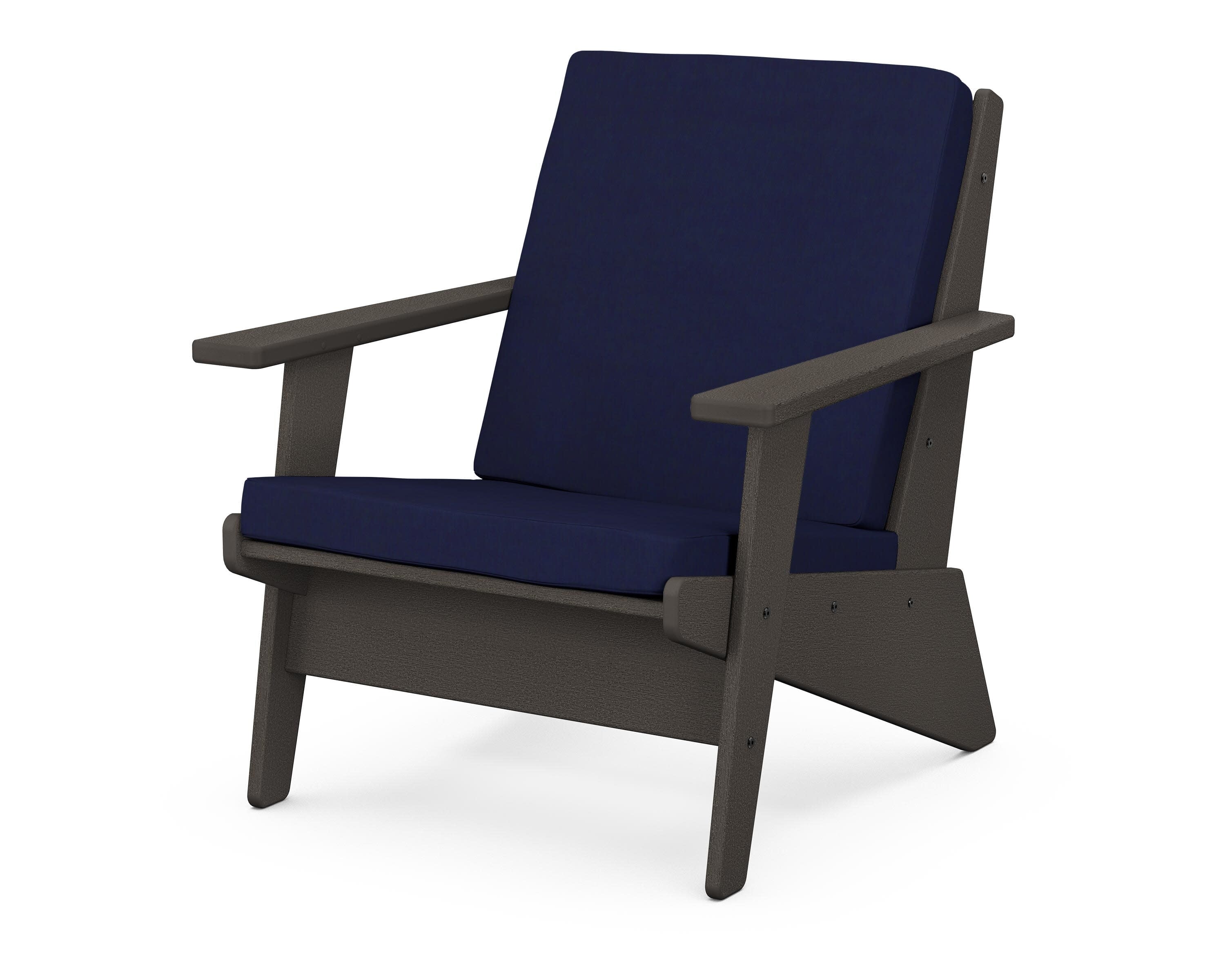 Riviera Modern Lounge Chair in Vintage Coffee / Navy