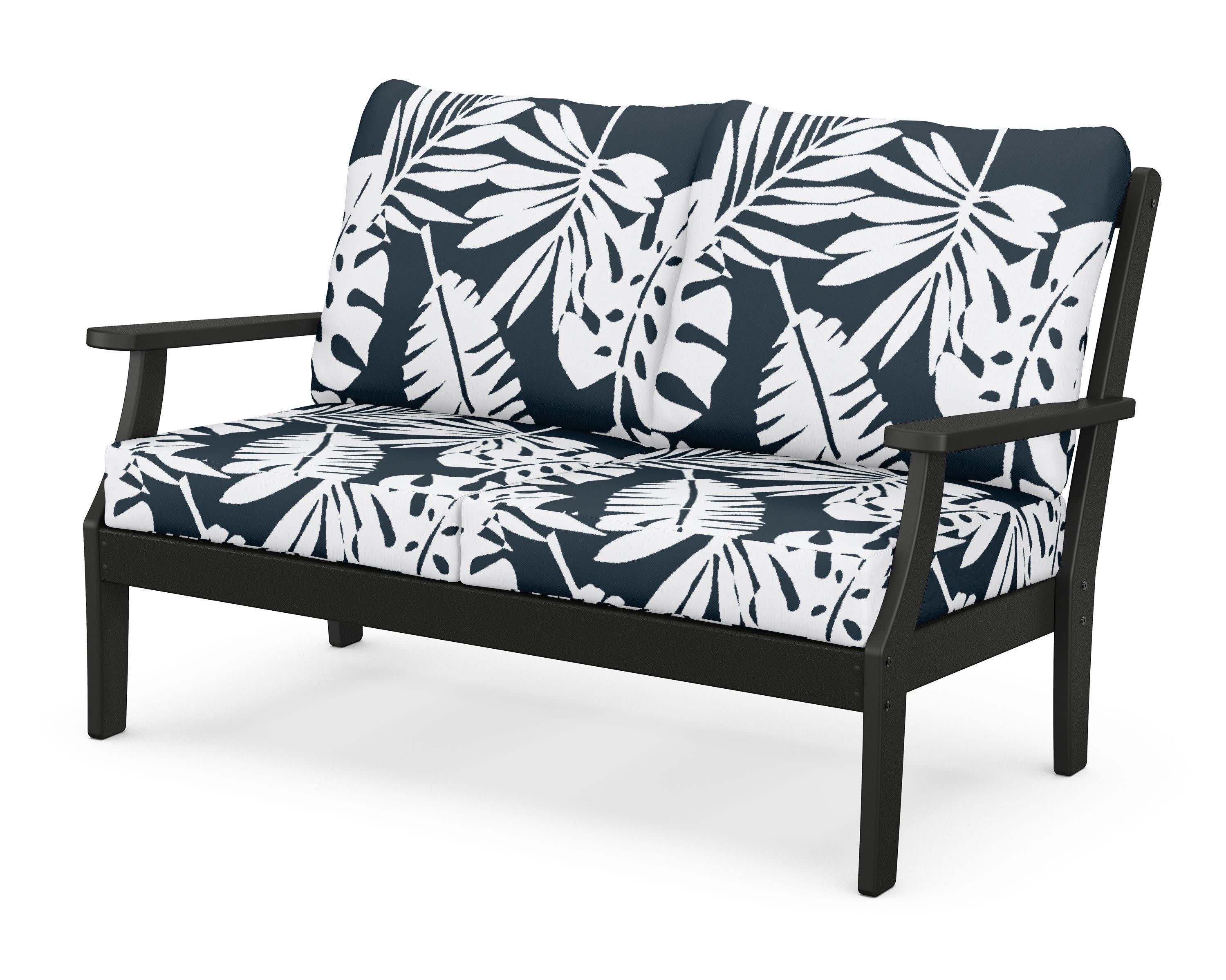 Braxton Deep Seating Loveseat in Black / Leaf Marine Indigo