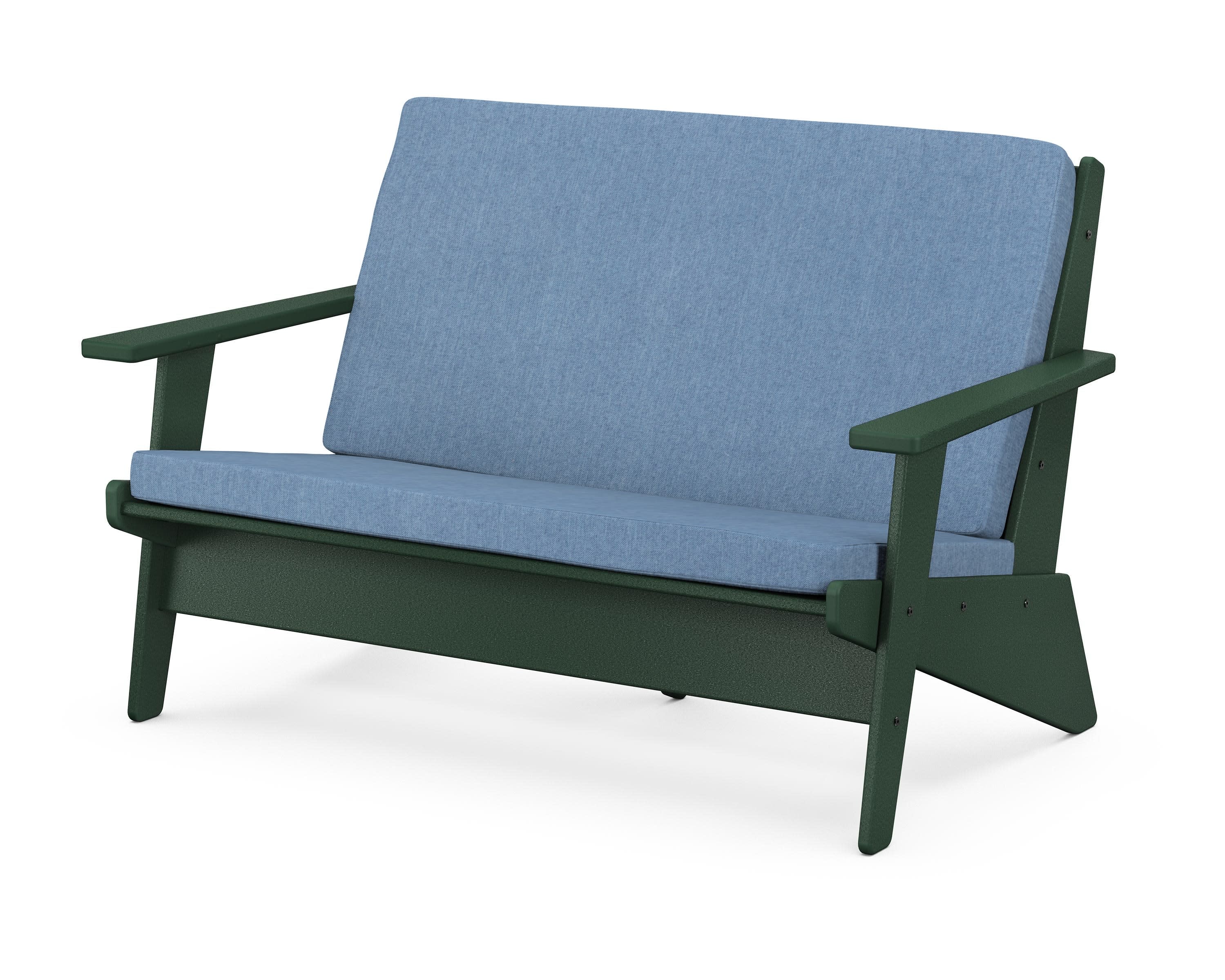 Riviera Modern Lounge Loveseat in Green / Sky Blue