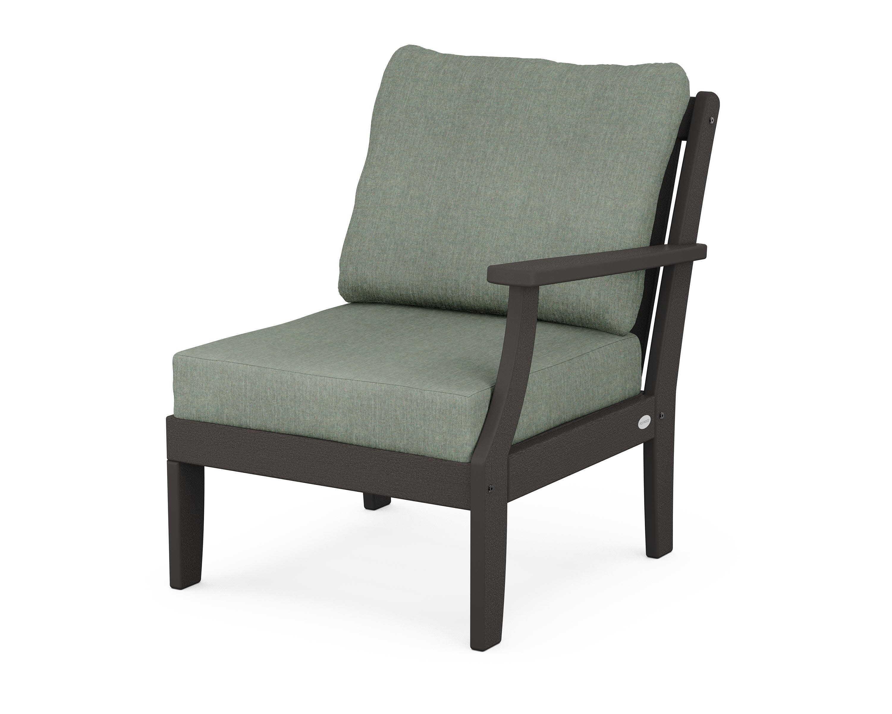 Braxton Modular Right Arm Chair in Vintage Coffee / Cast Sage