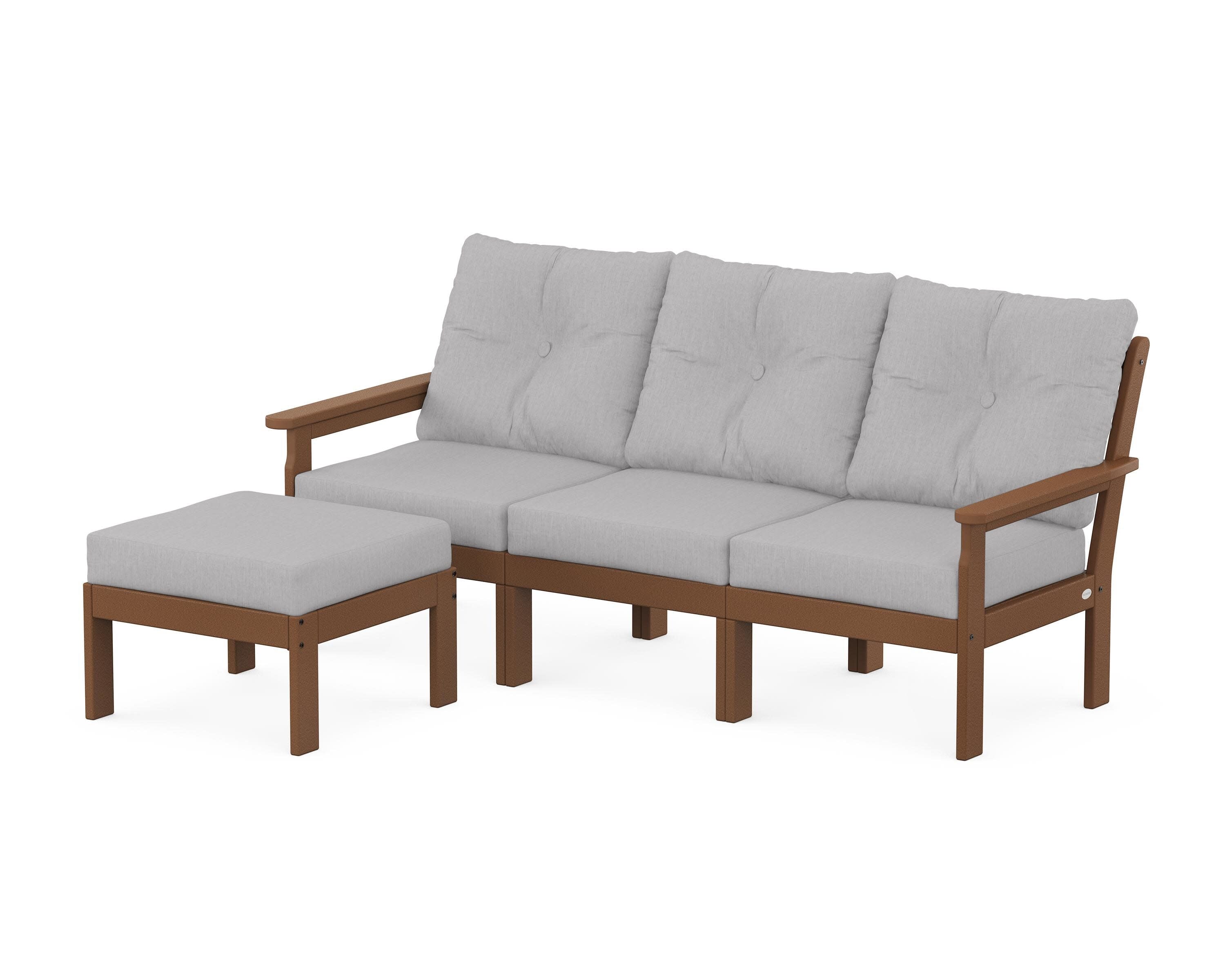 Vineyard 4-Piece Sectional with Ottoman in Teak / Granite