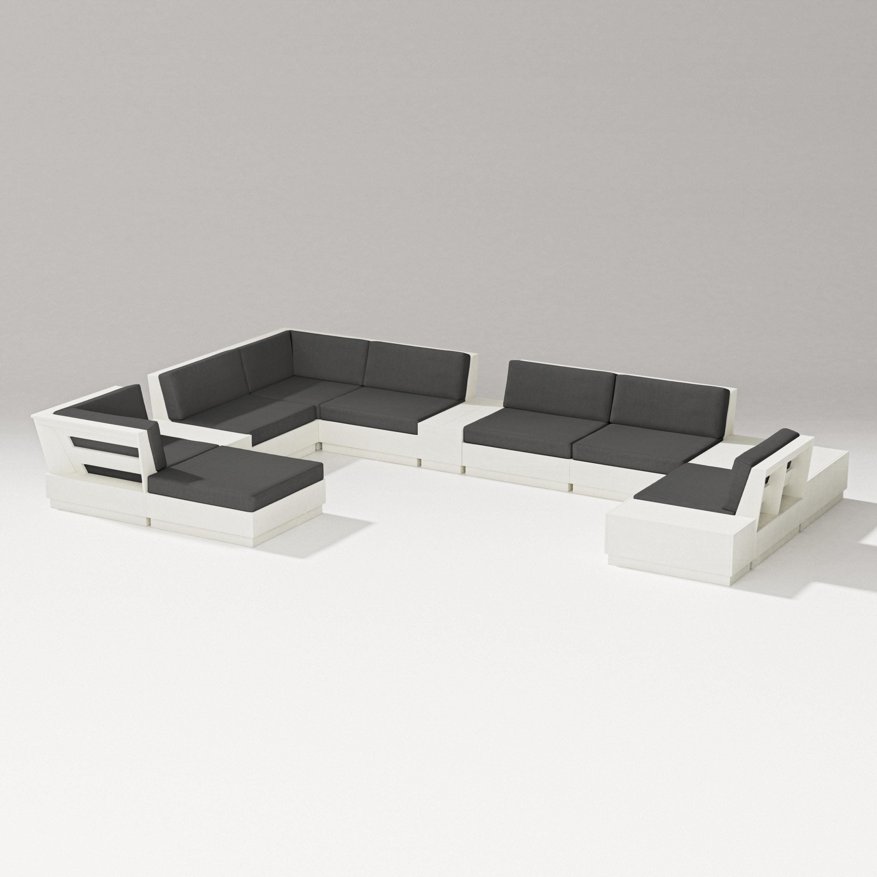 Elevate 12-Piece Conversation Sectional Set in Vintage White / Spectrum Carbon
