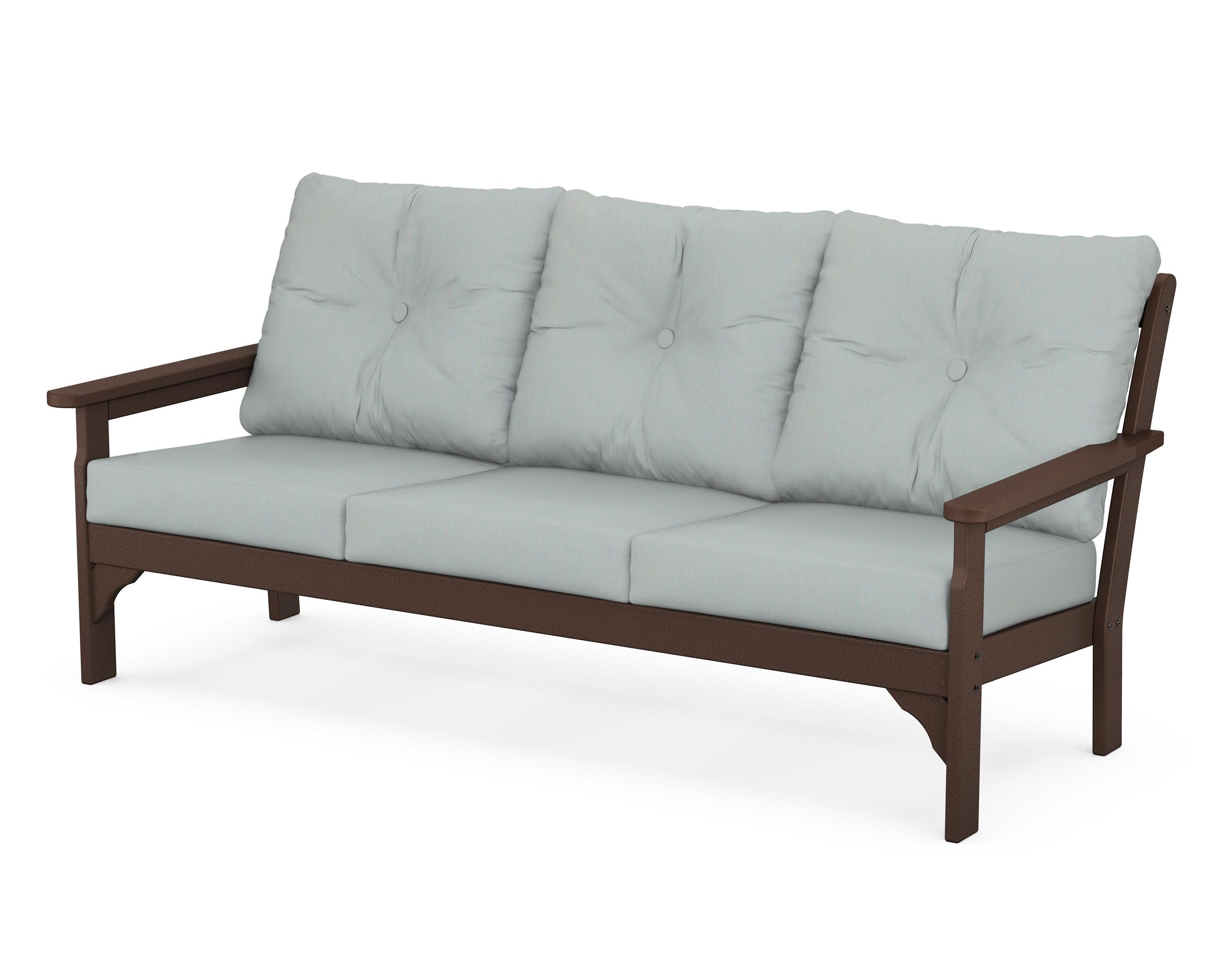 Vineyard Deep Seating Sofa in Mahogany / Spa
