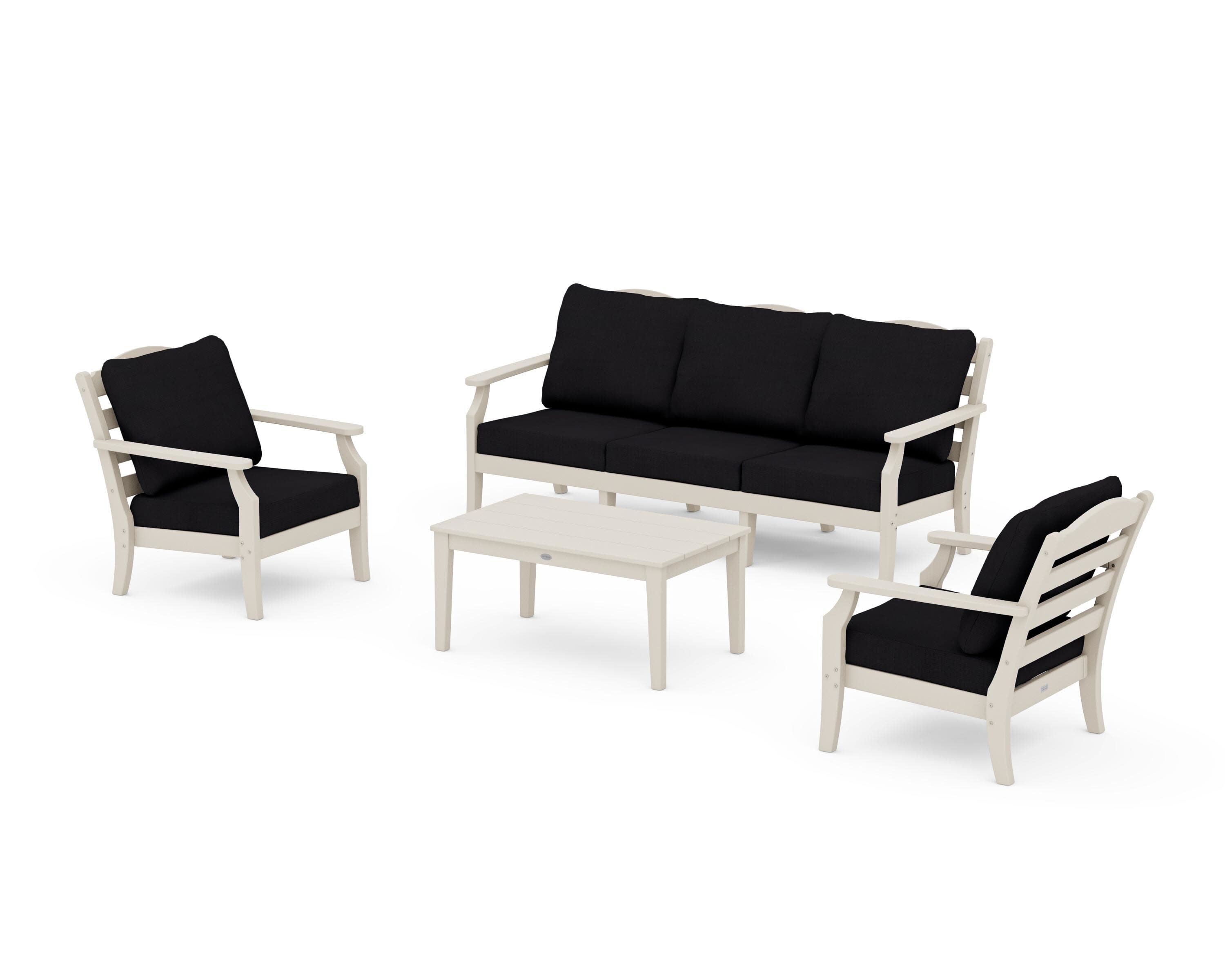 Savannah 4-Piece Deep Seating Set with Sofa in Sand / Midnight Linen