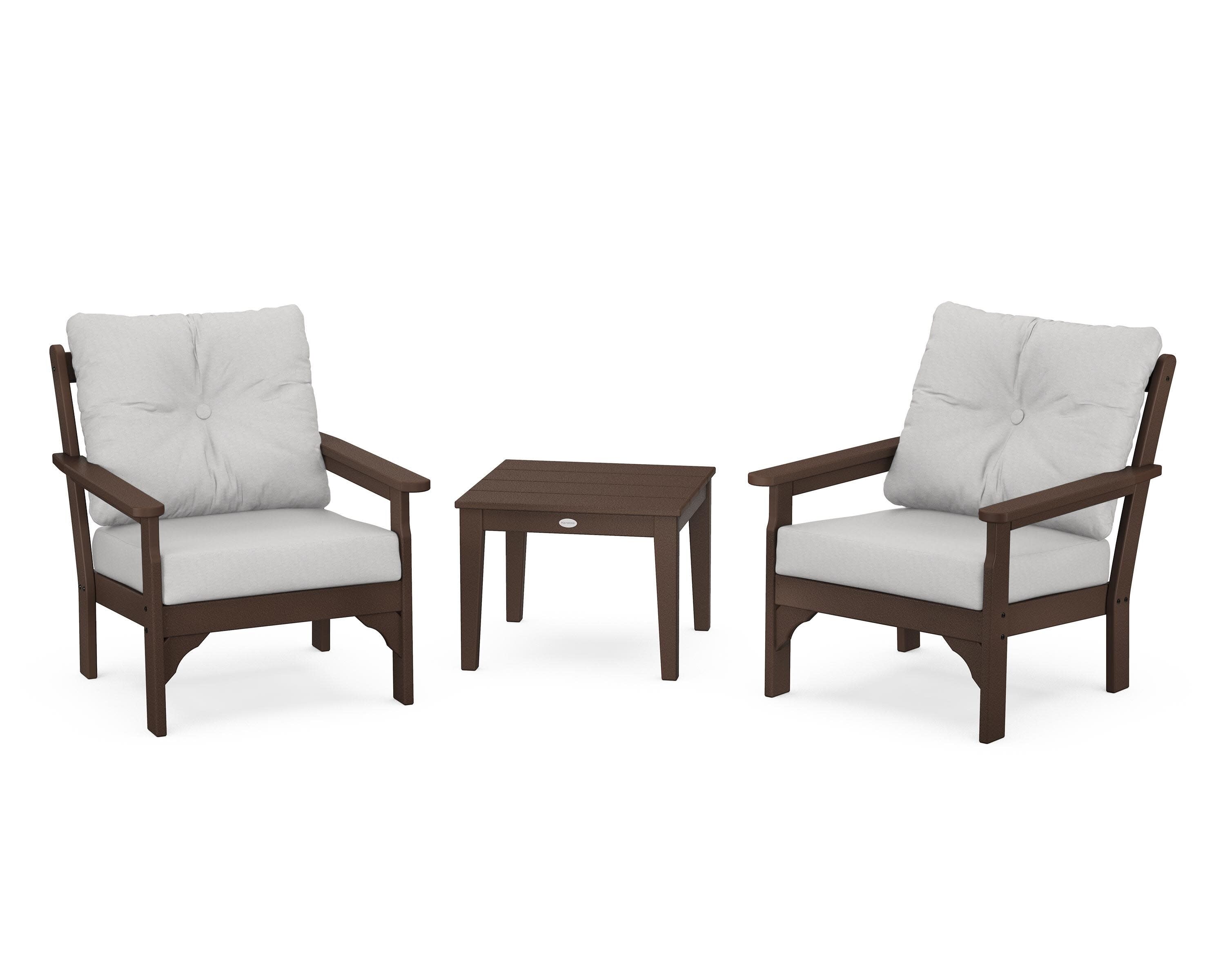 Vineyard 3-Piece Deep Seating Set in Mahogany / Diamond in the Rough