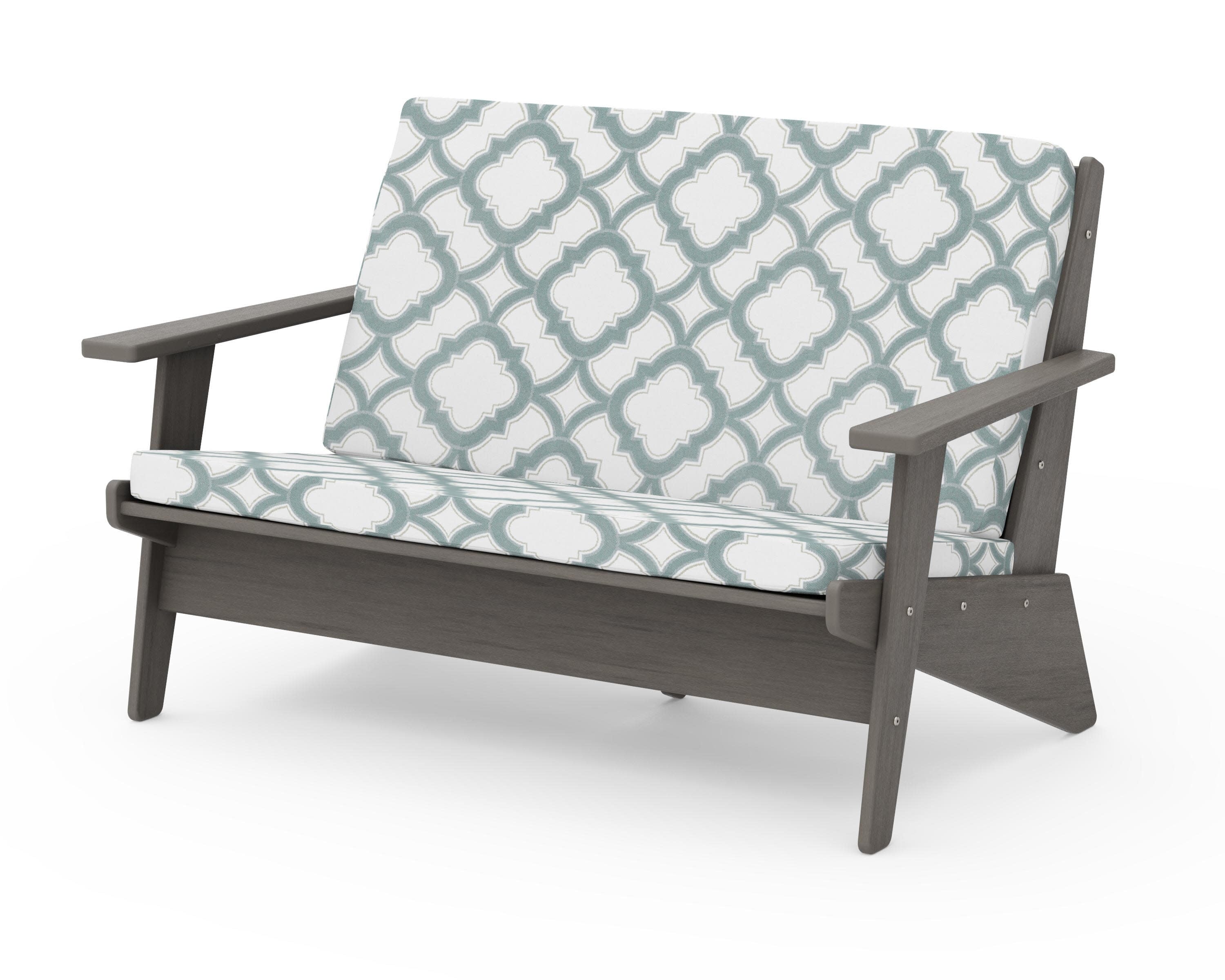 Riviera Modern Lounge Loveseat in Driftwood / Trellis Glacier Spa