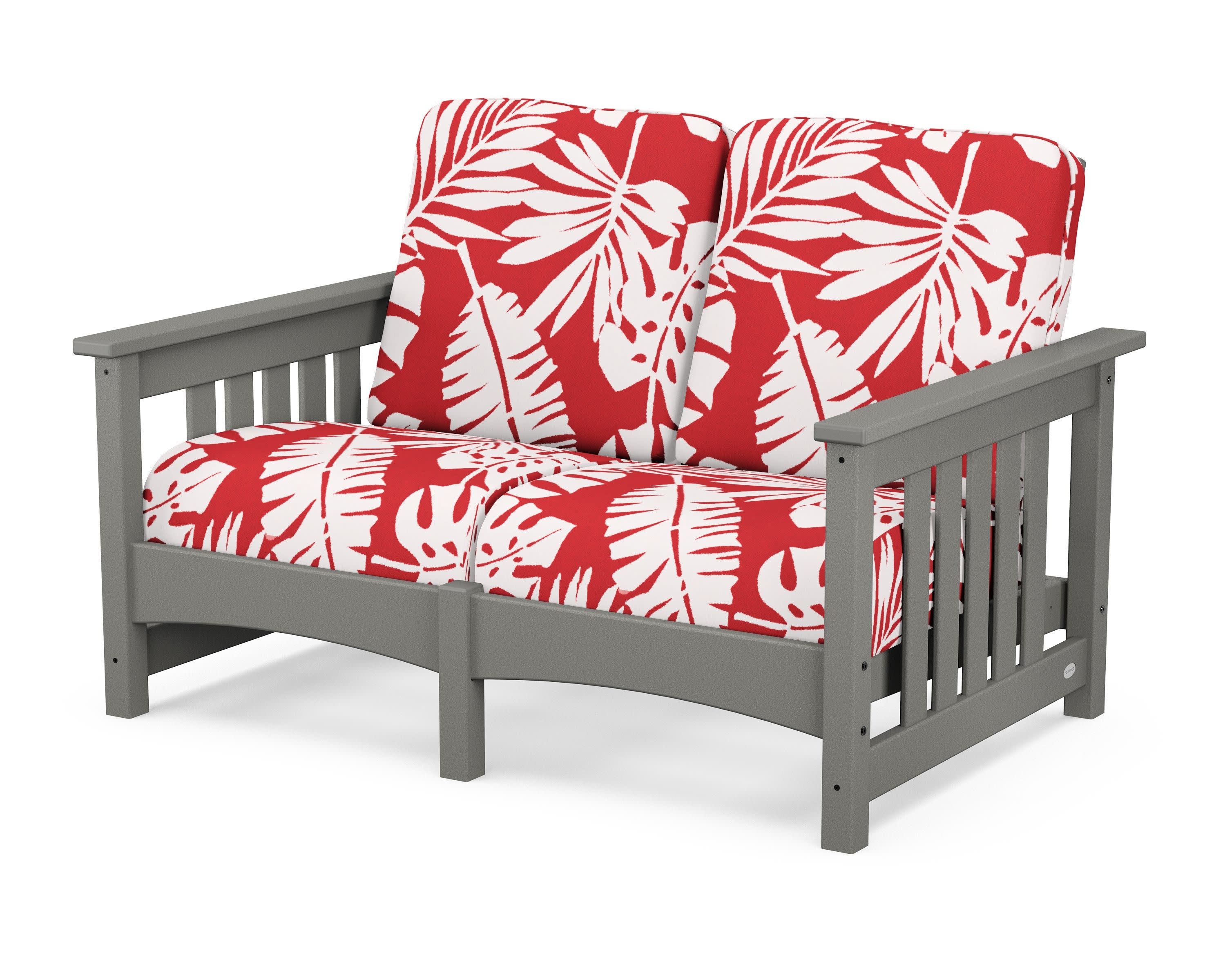 Club Mission Loveseat in Slate Grey / Leaf Crimson