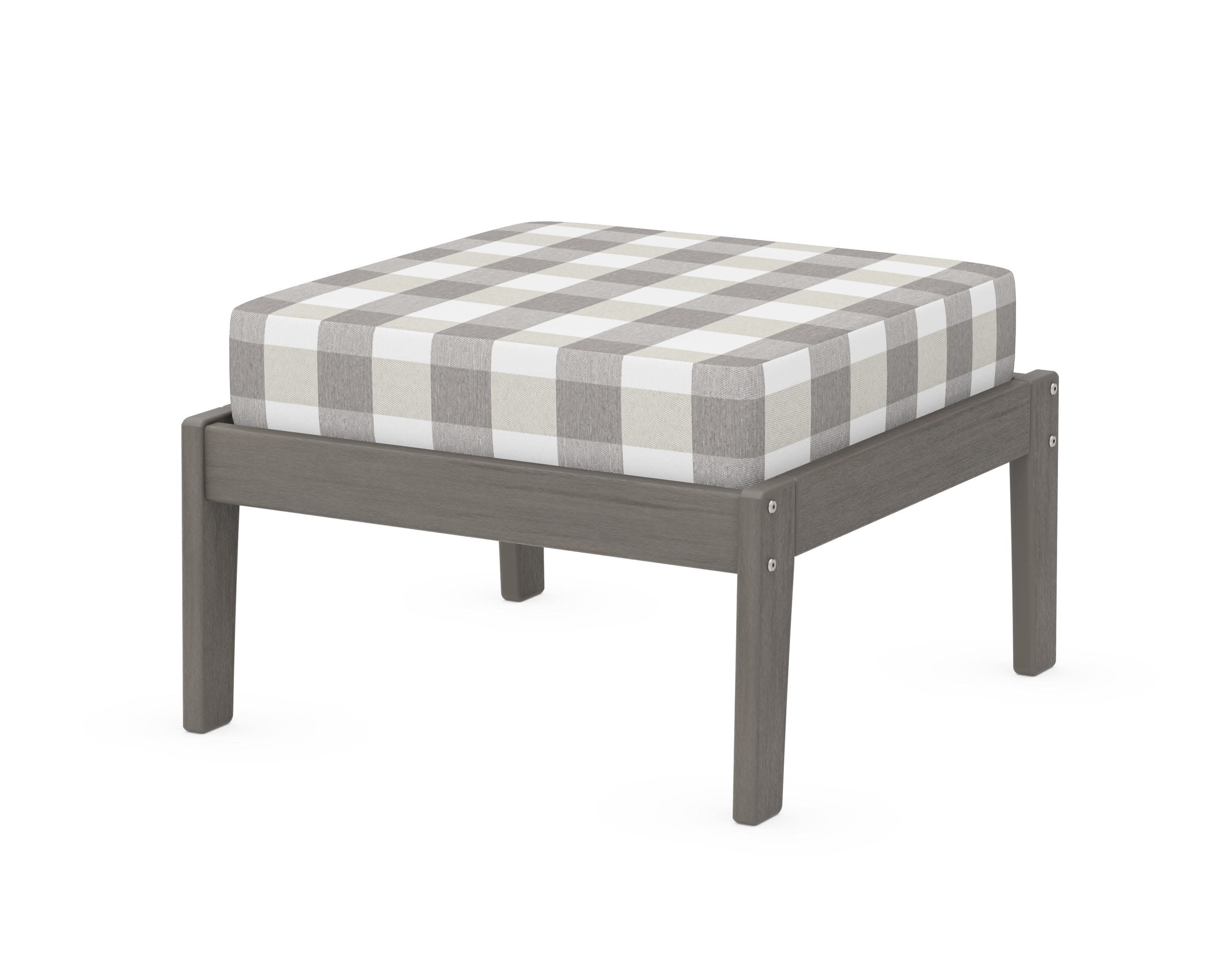 Deep Seating Ottoman in Driftwood / Buffalo Plaid Grey Mist