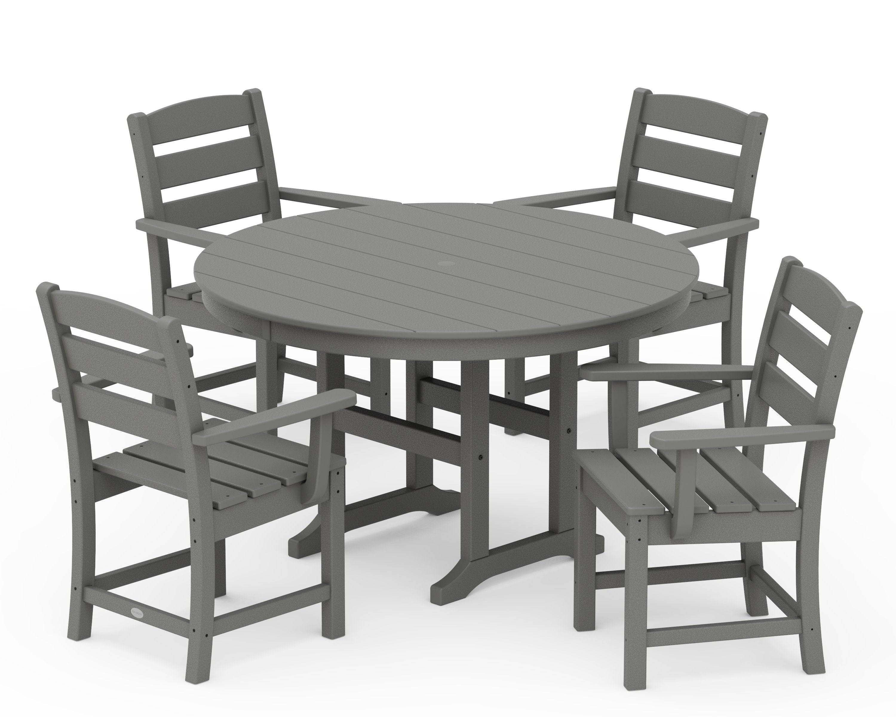 Lakeside 5-Piece Round Farmhouse Dining Set in Slate Grey