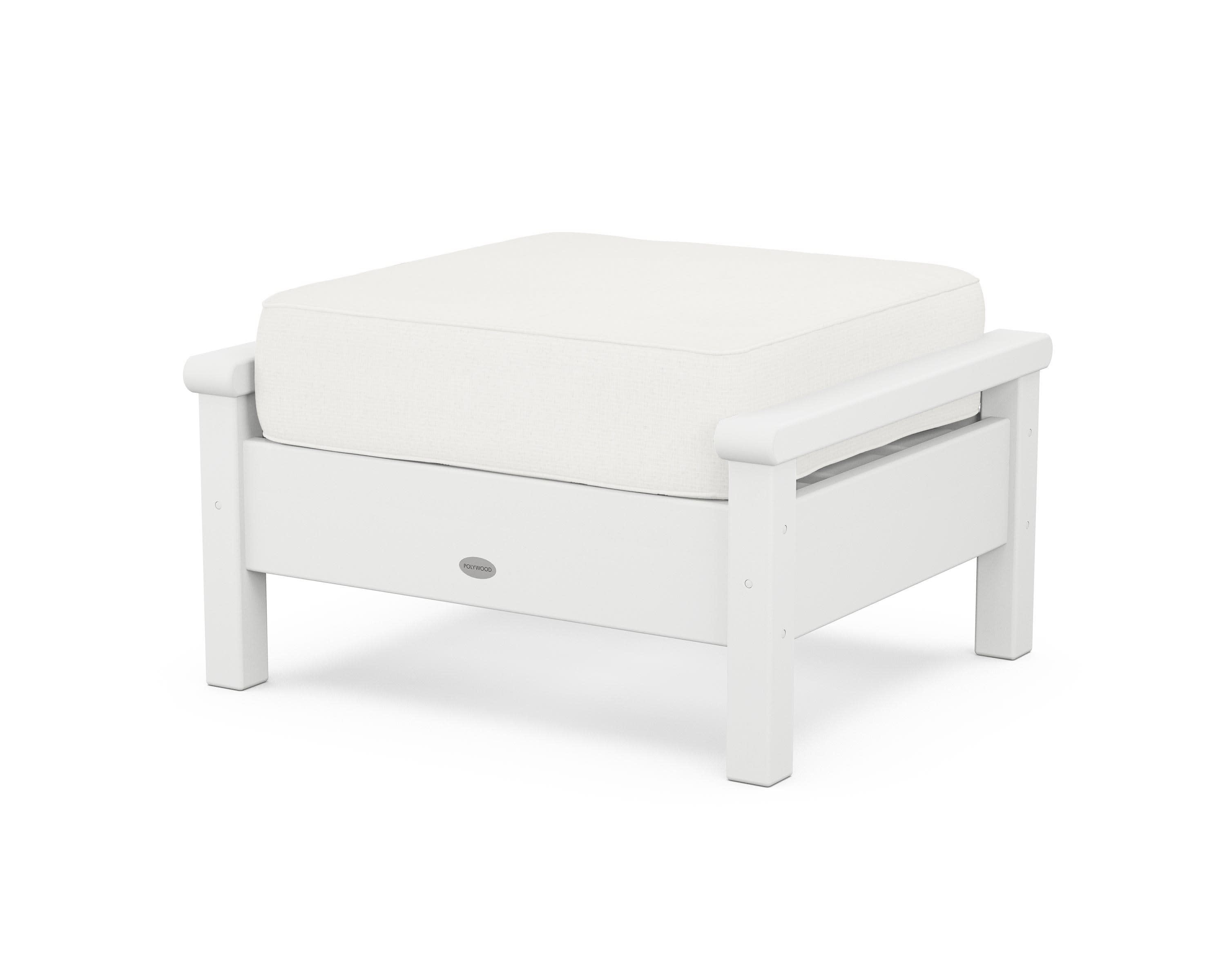 Harbour Deep Seating Ottoman in White / Natural Linen