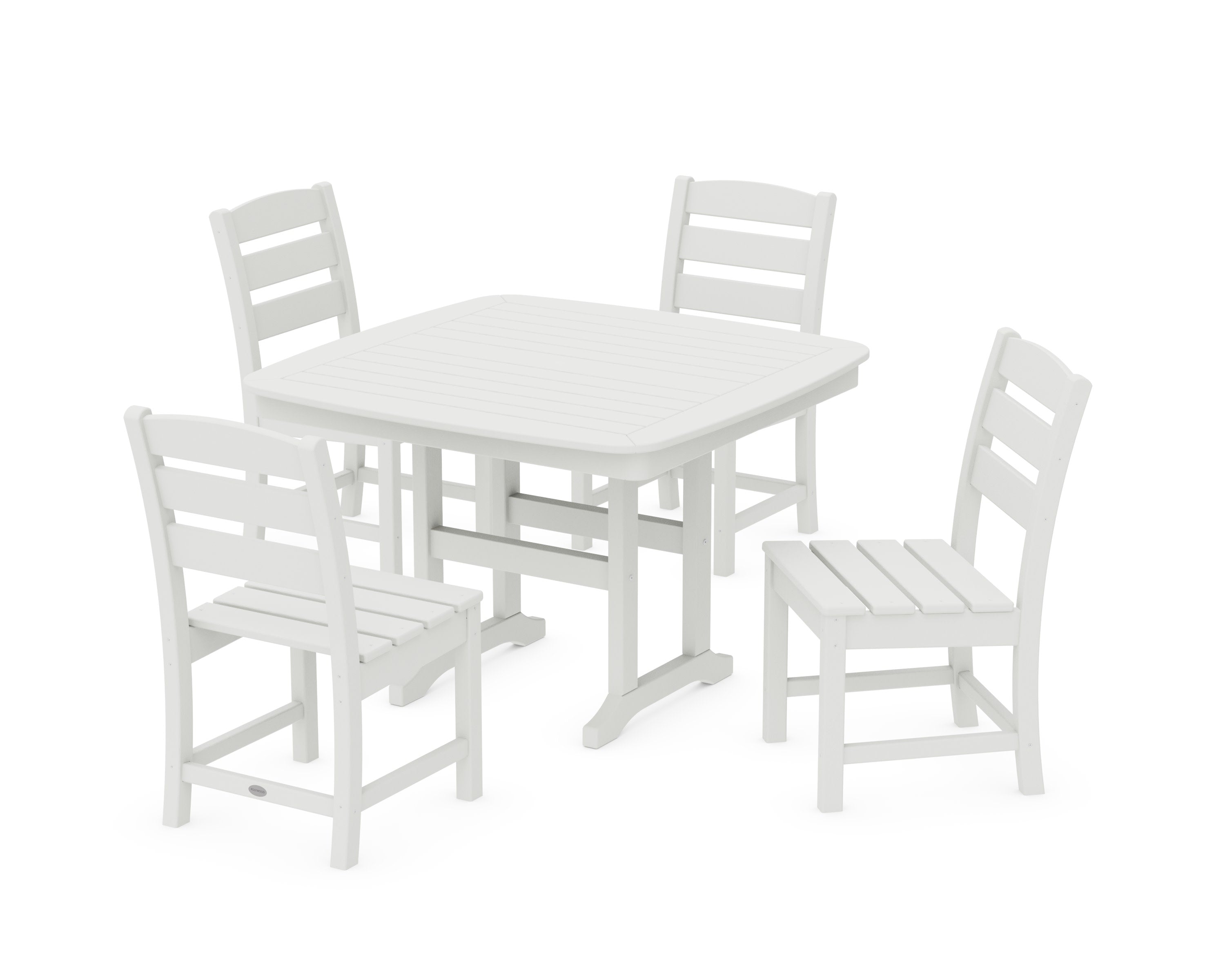 Lakeside Side Chair 5-Piece Dining Set with Trestle Legs in Vintage White
