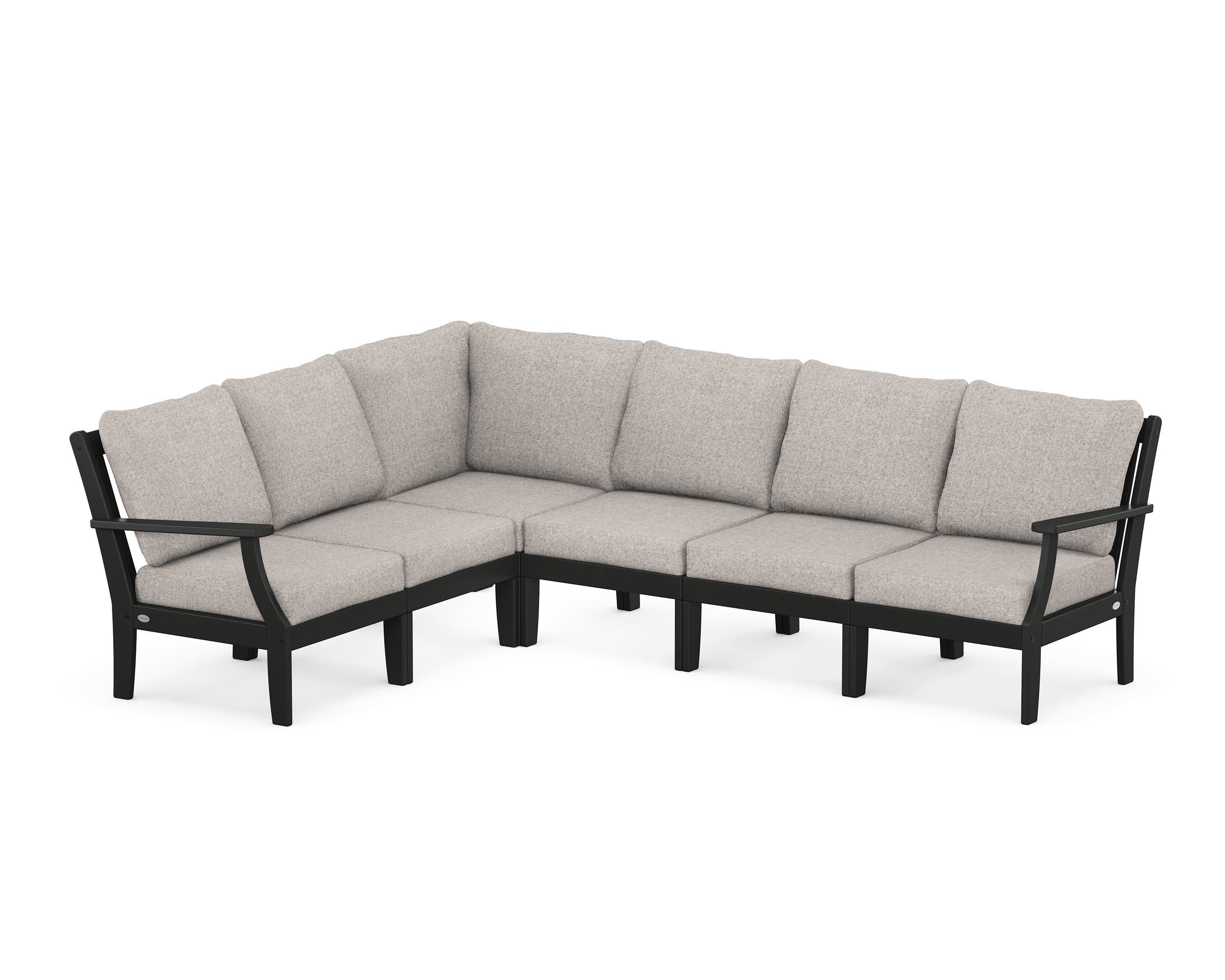 Braxton Modular 6-Piece Deep Seating Set in Black / Weathered Tweed