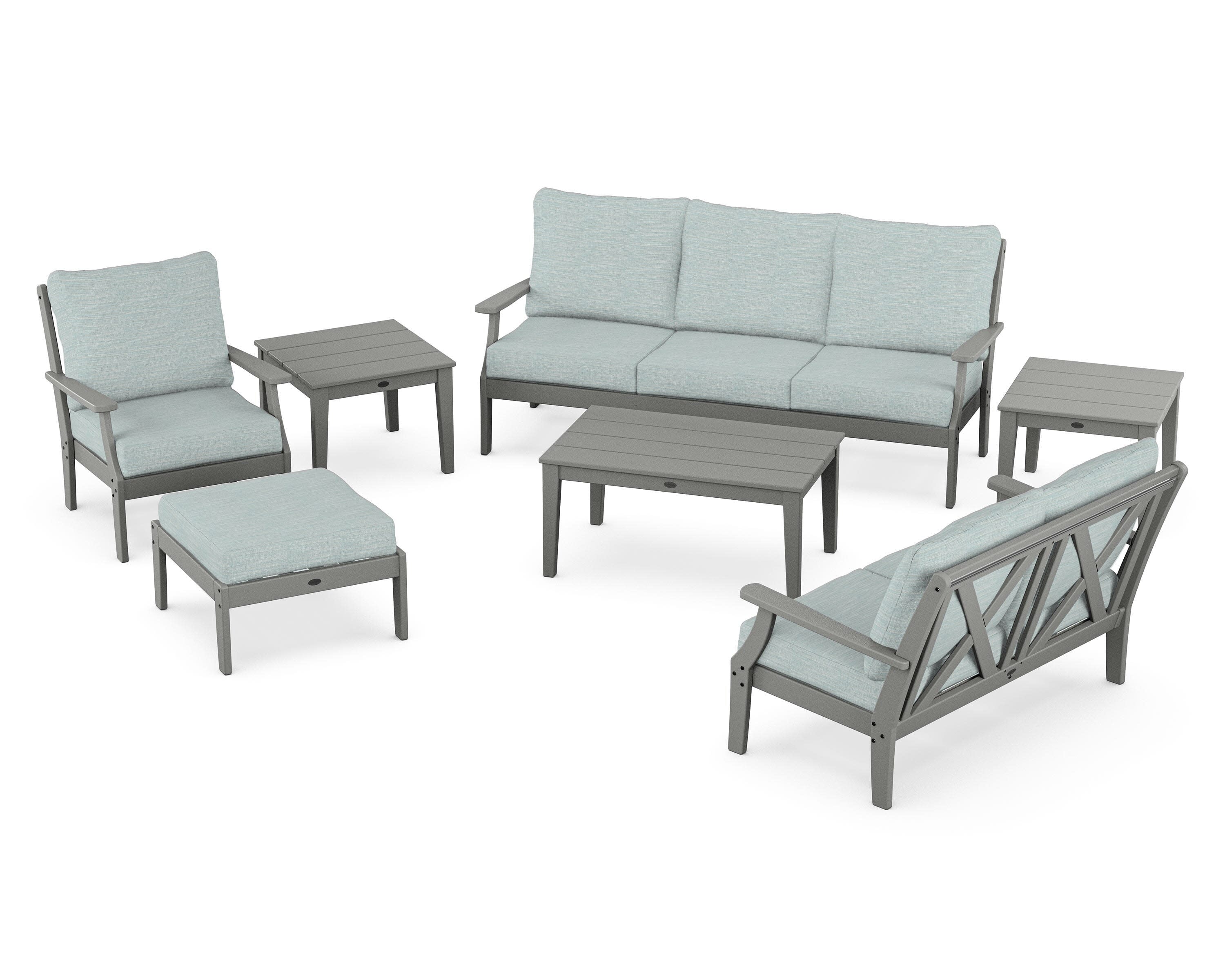 Braxton 7-Piece Deep Seating Set in Slate Grey / Soothe Mist