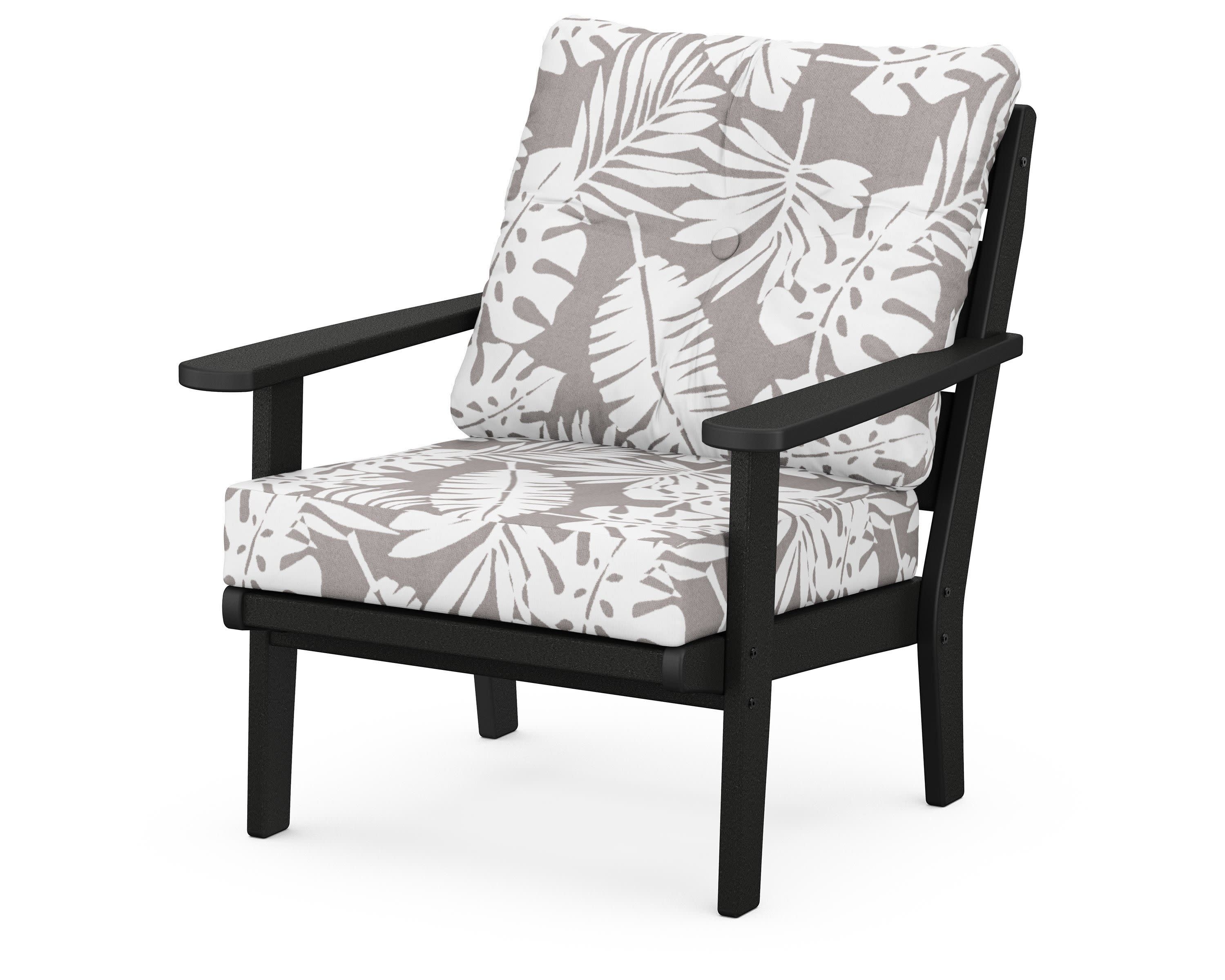 Lakeside Deep Seating Chair in Black / Leaf Grey Mist