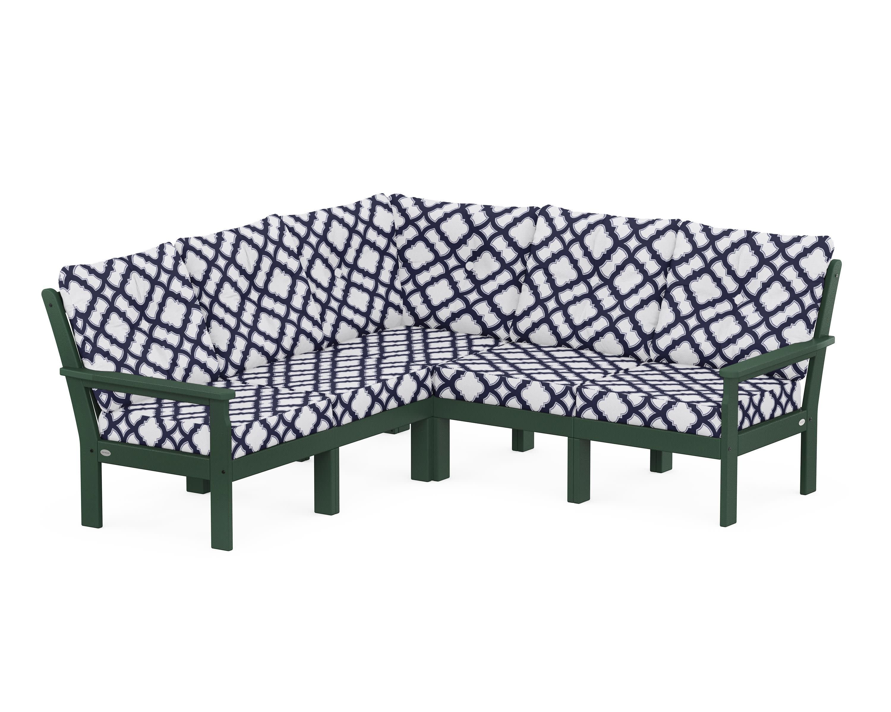 Vineyard 5-Piece Sectional in Green / Trellis Navy