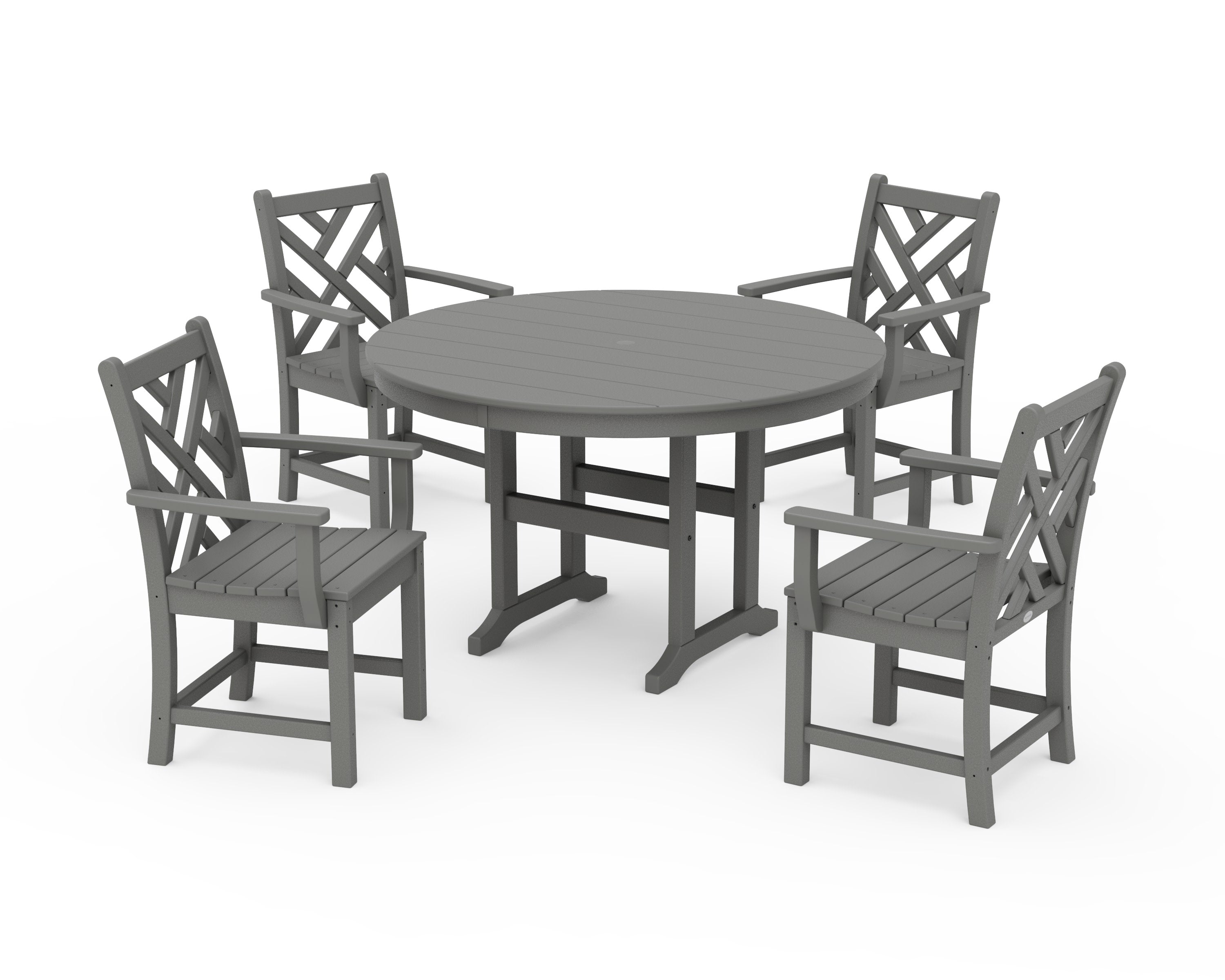 Chippendale 5-Piece Round Farmhouse Dining Set in Slate Grey
