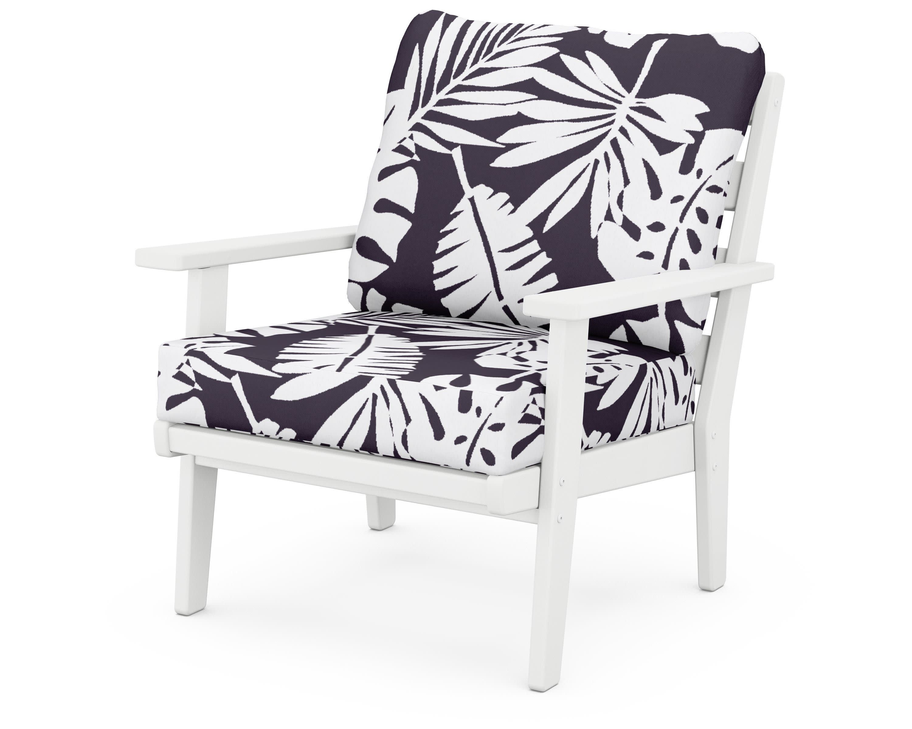 Grant Park Deep Seating Chair in White / Leaf Navy